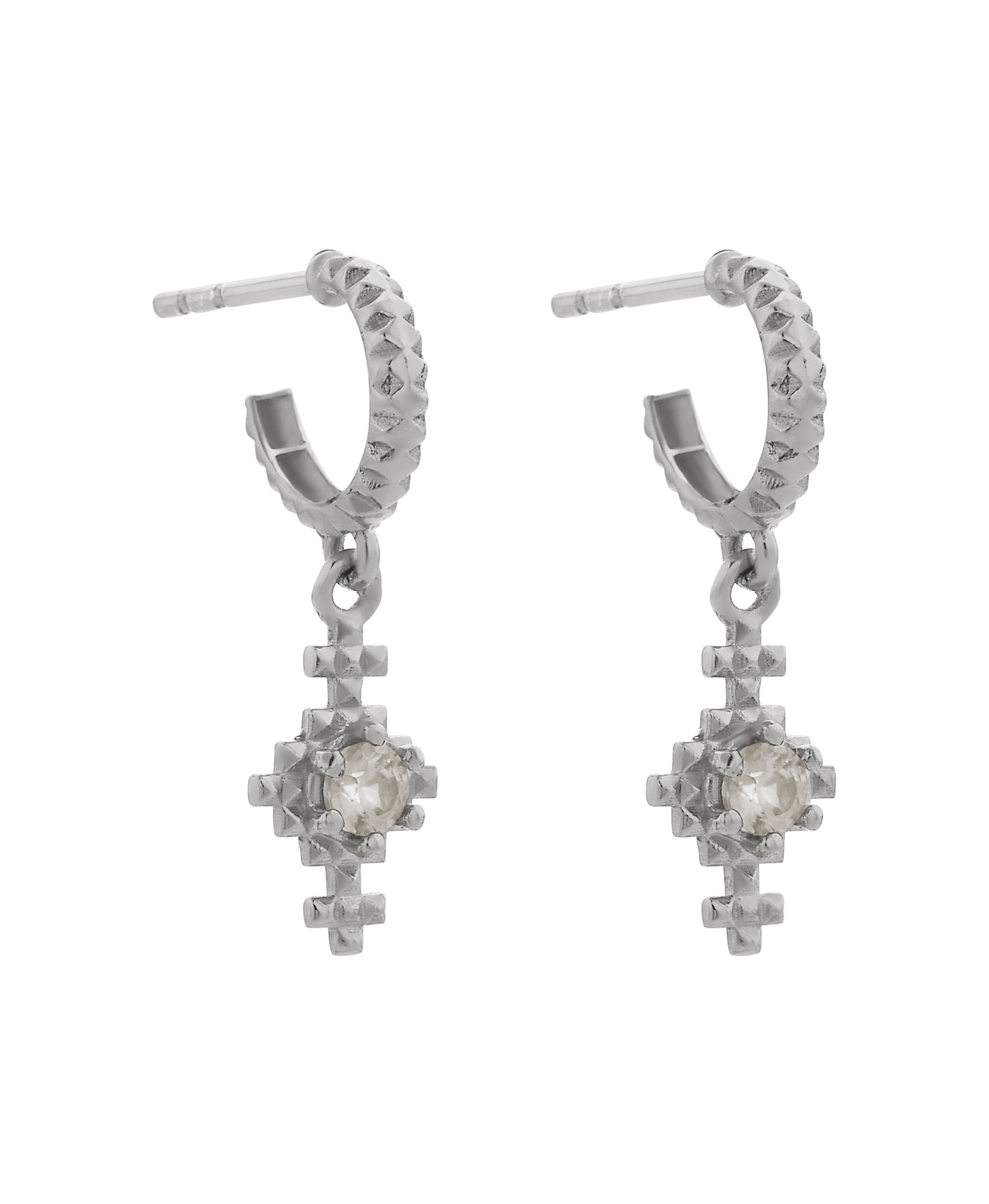 Indie Hoops - 925 Sterling Silver, Peach Zircon