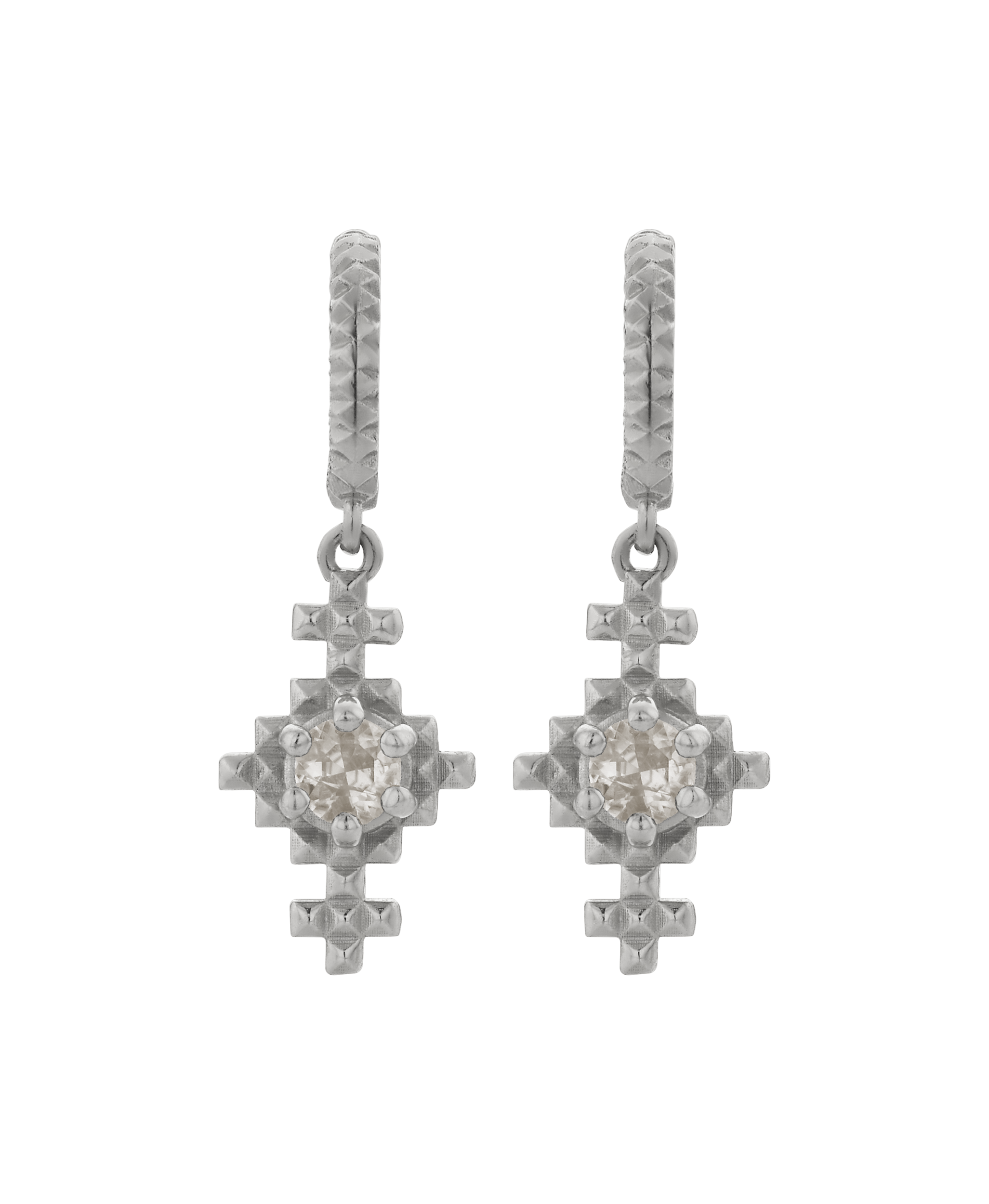 Indie Hoops - 925 Sterling Silver, Peach Zircon
