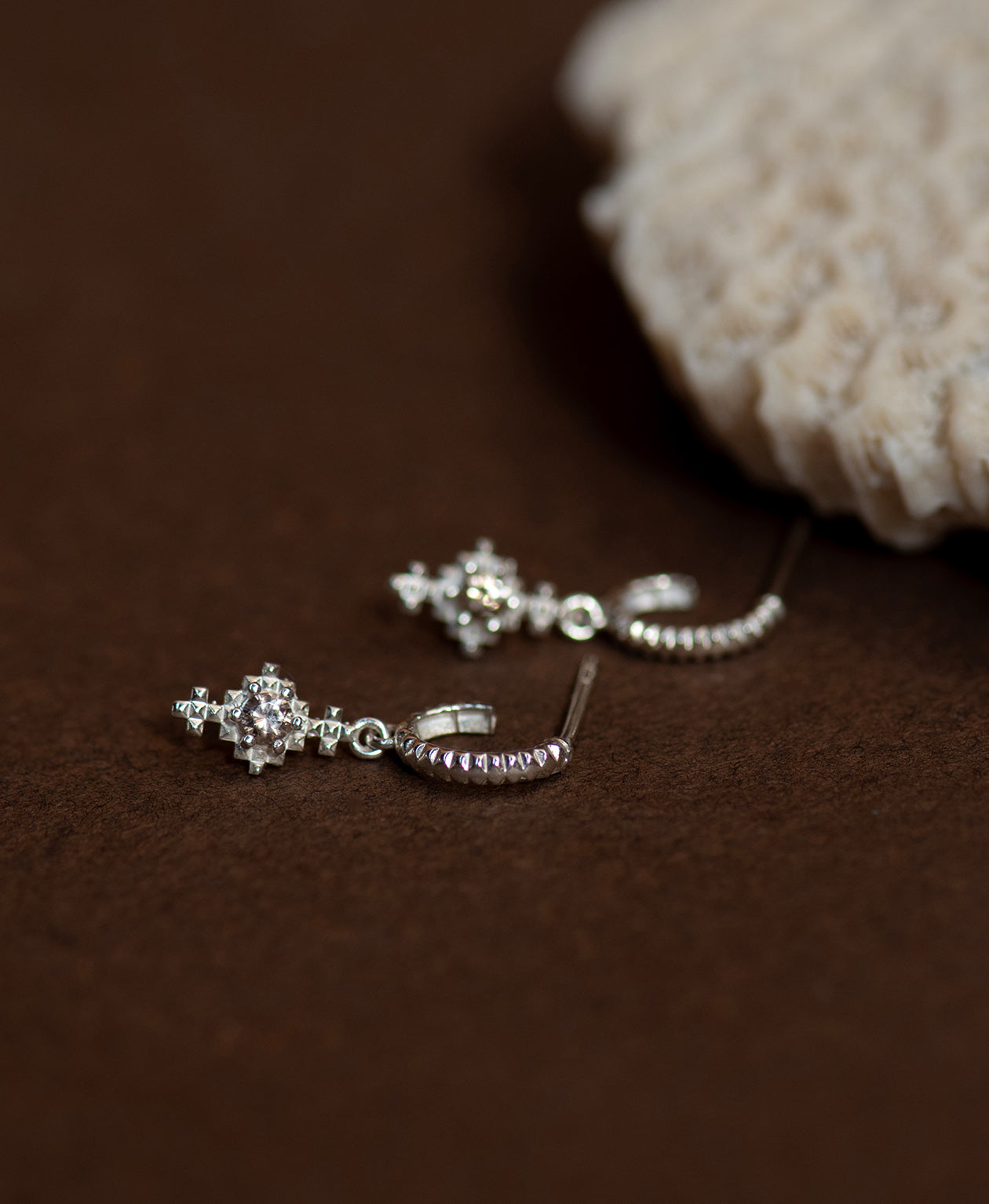 Indie Hoops - 925 Sterling Silver, Peach Zircon