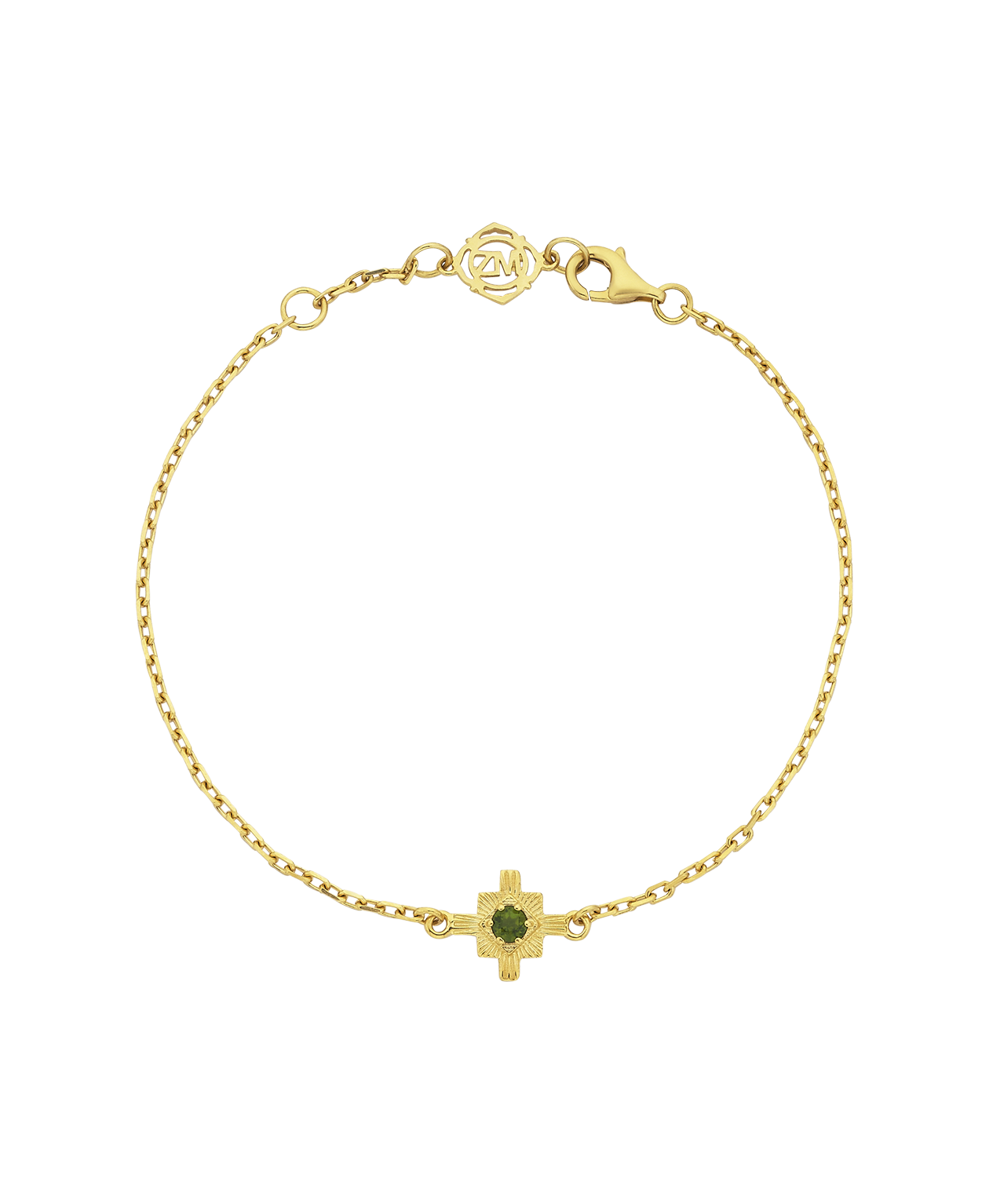 Inka Bracelet - 22k Gold Vermeil, Chrome Diopside