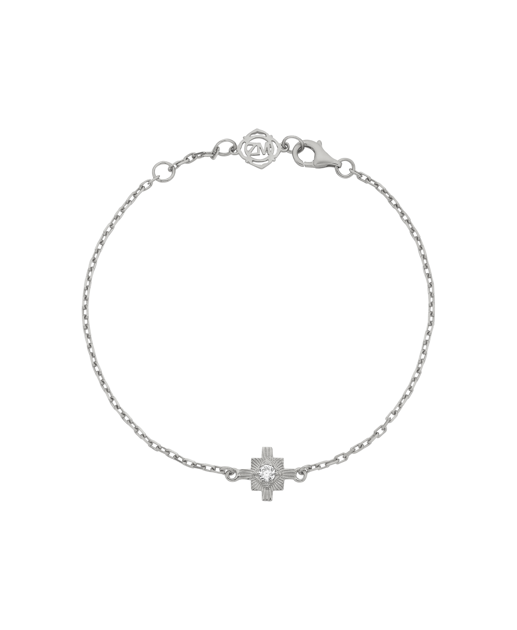 Inka Bracelet - 925 Sterling Silver, White Zircon