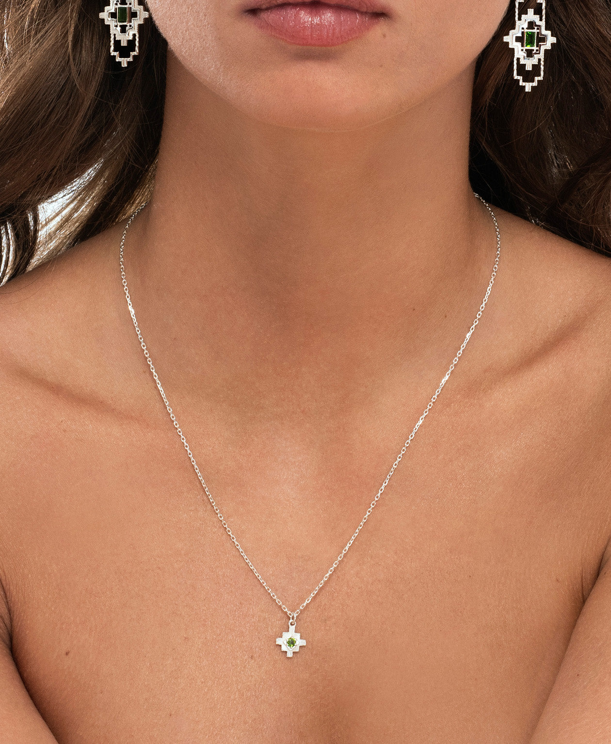Inka Necklace - 925 Sterling Silver, Chrome Diopside