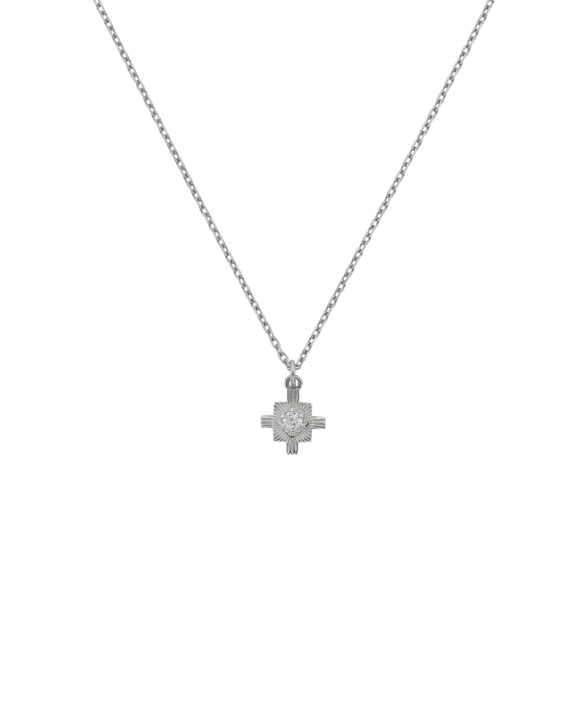 Inka Necklace - 925 Sterling Silver, White Zircon