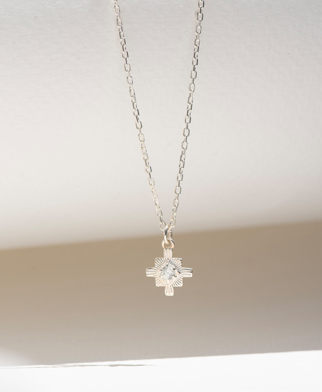 Inka Necklace - 925 Sterling Silver, White Zircon