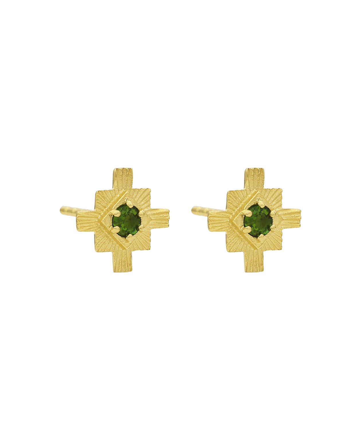 Inka Studs - 22k Gold Vermeil, Chrome Diopside