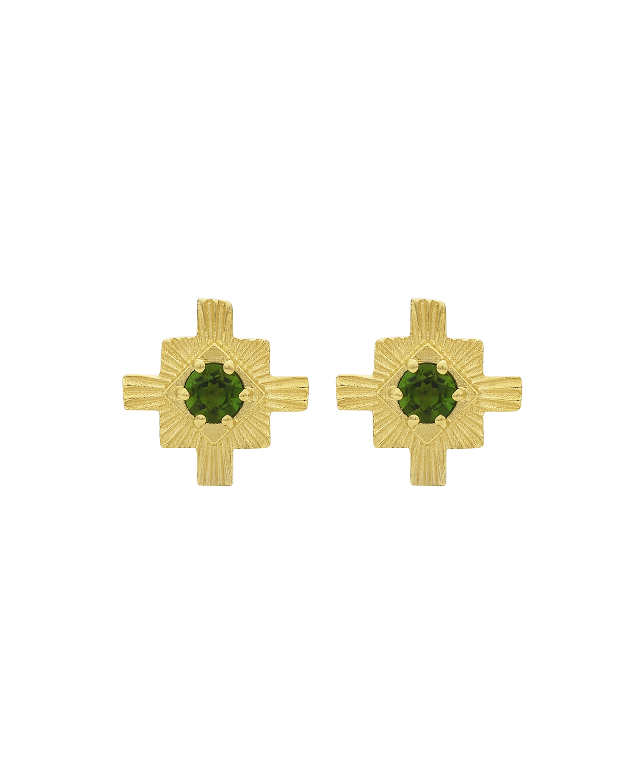 Inka Studs - 22k Gold Vermeil, Chrome Diopside