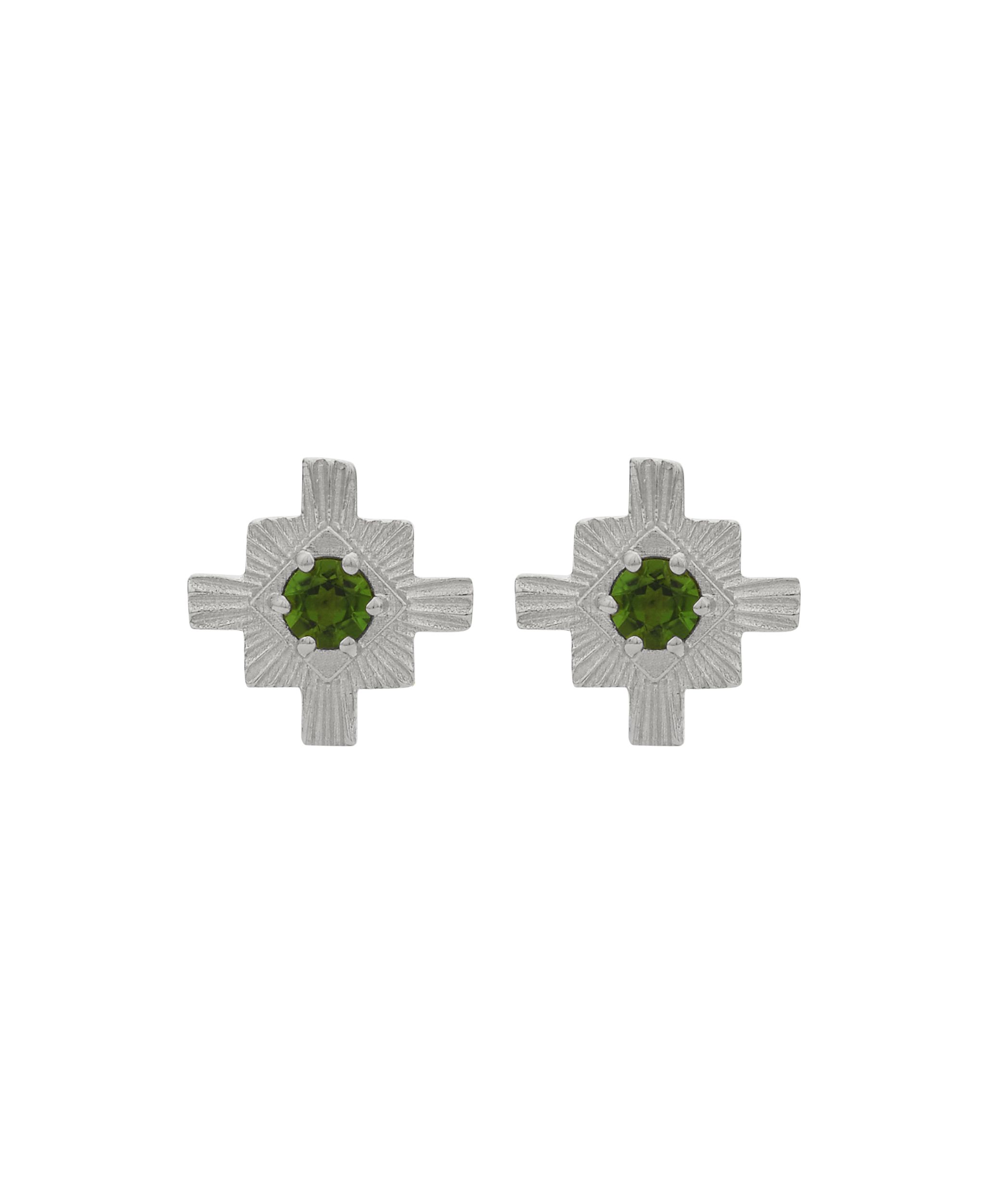 Inka Studs - 925 Sterling Silver, Chrome Diopside