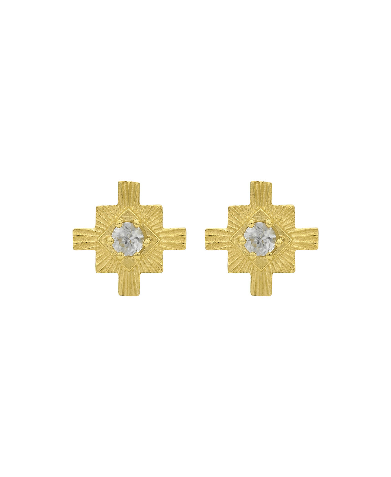 Inka Studs - 22k Gold Vermeil, White Zircon