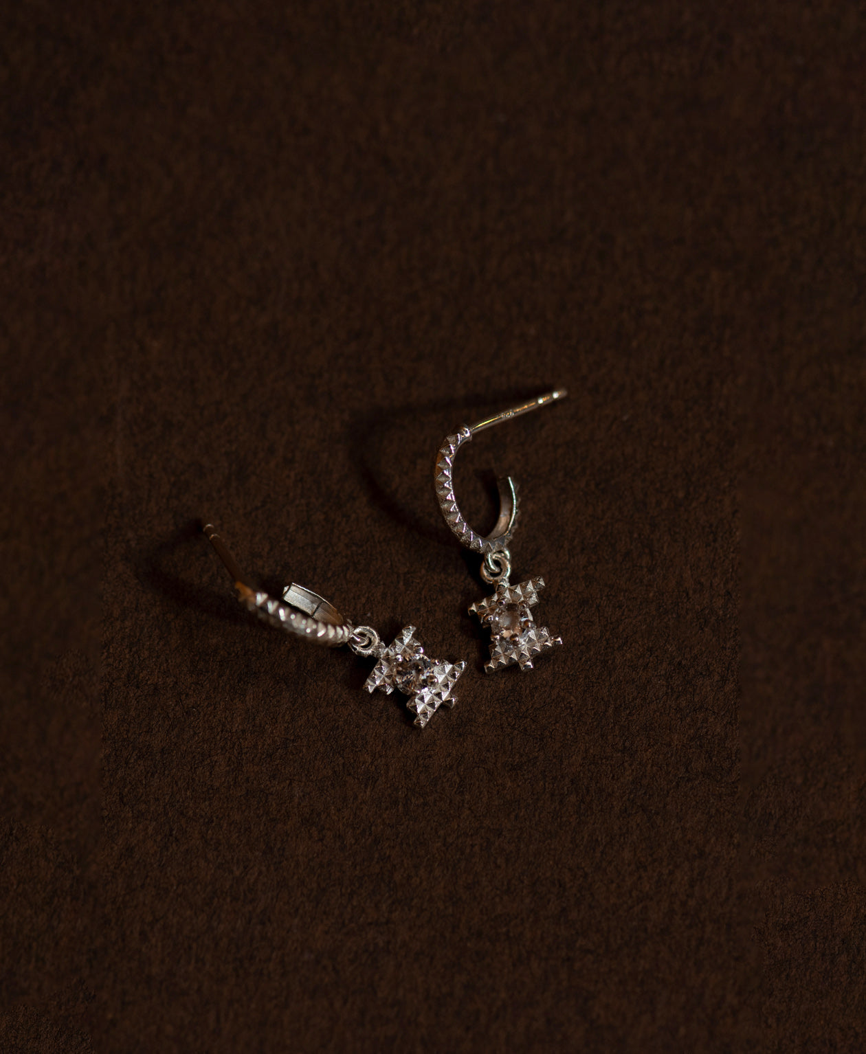 Inti Hoops - 925 Sterling Silver, Peach Zircon