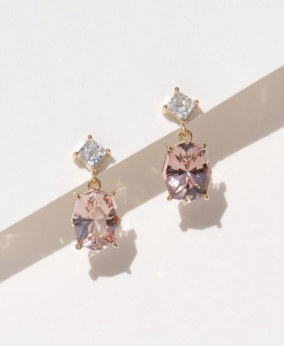 Green Tourmaline, Aquamarine and Pink Sapphire Earrings in Sterling Silver and 18k Yellow shops Gold Vermeil