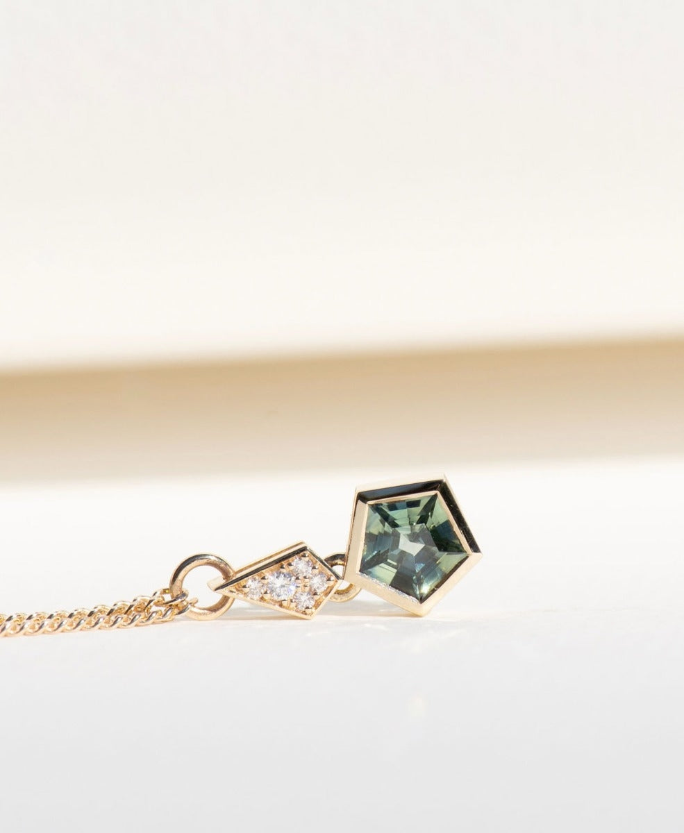 One of a Kind 455 - 9k Yellow Gold, Green Sapphire