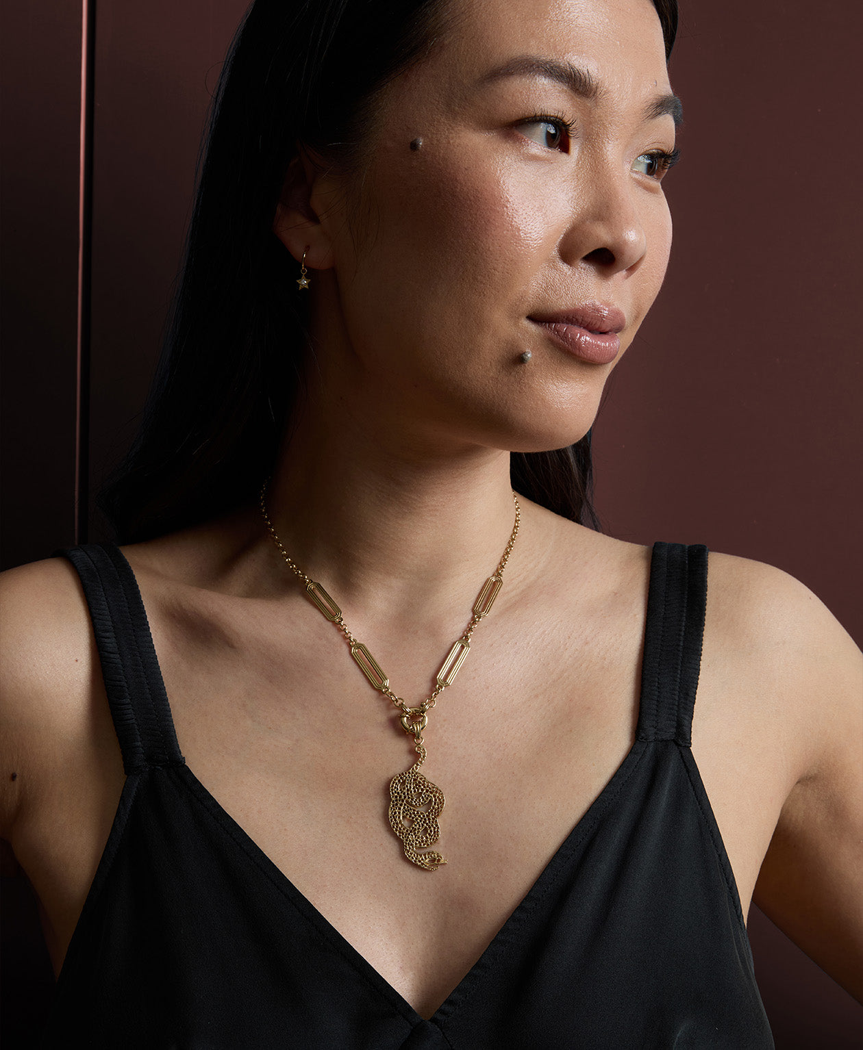 Lacy Snake Charm - 22k Gold Vermeil