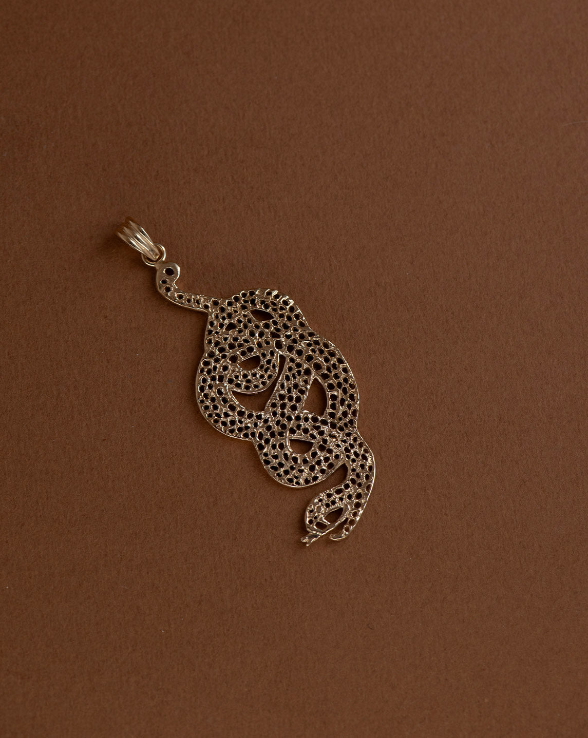 Lacy Snake Charm - 22k Gold Vermeil