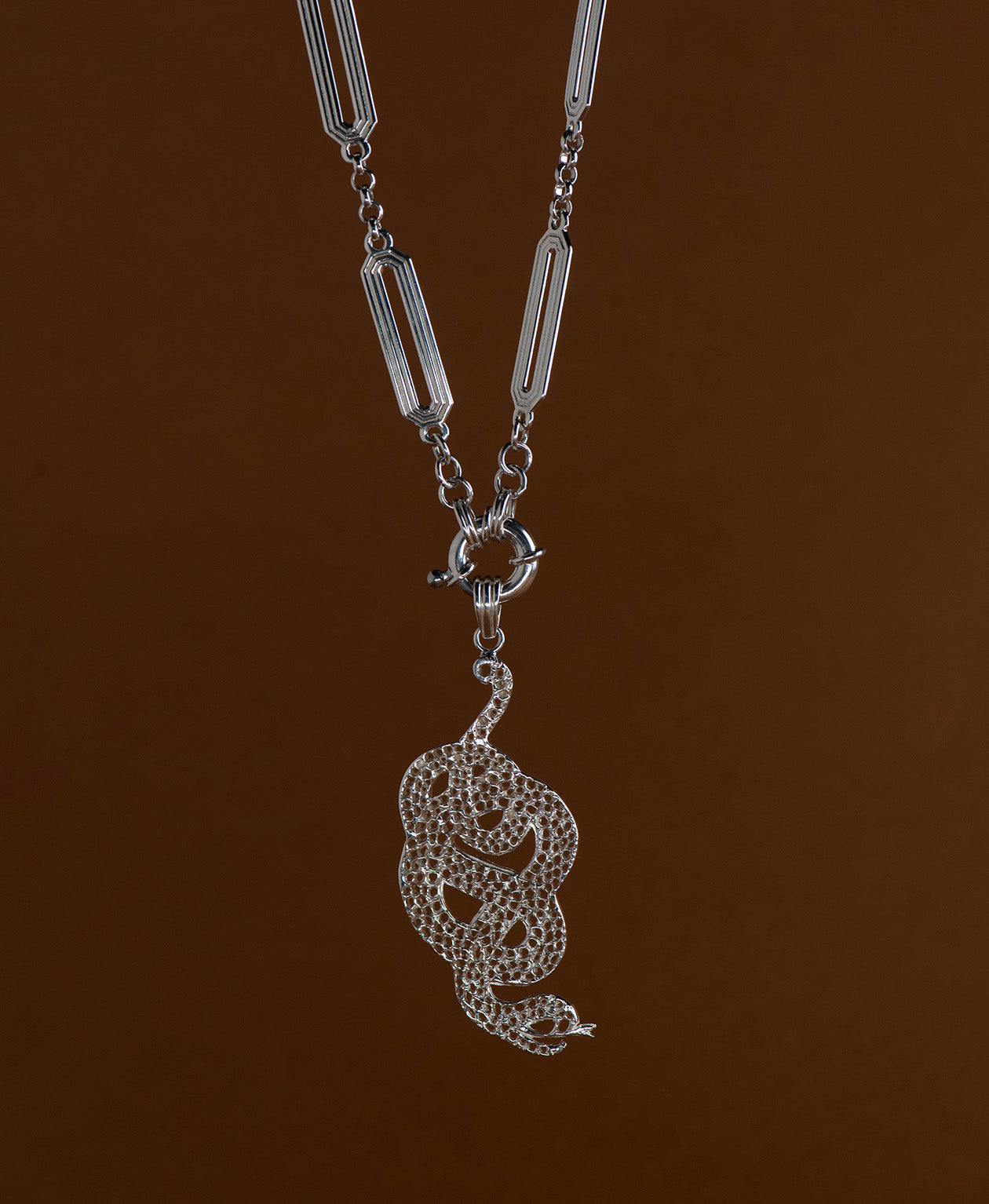 Lacy Snake Charm - 925 Sterling Silver
