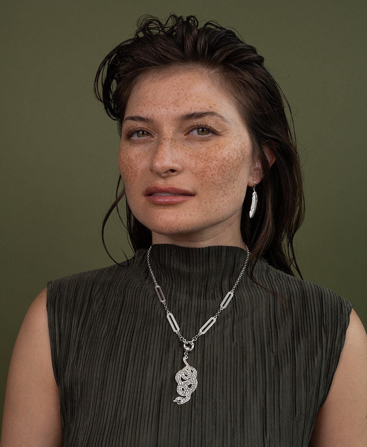 Lacy Snake Charm - 925 Sterling Silver