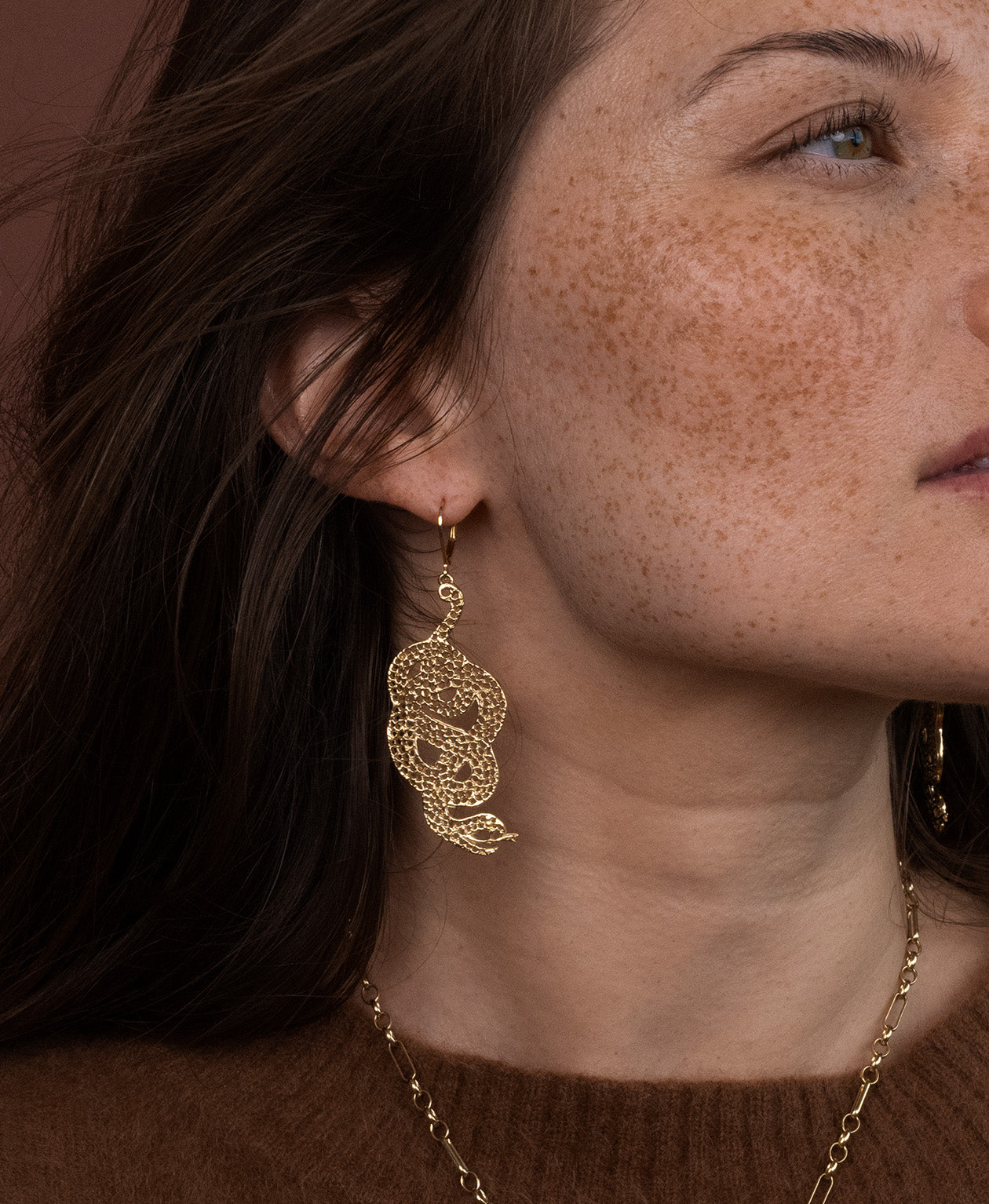 Lacy Snake Earrings - 22k Gold Vermeil