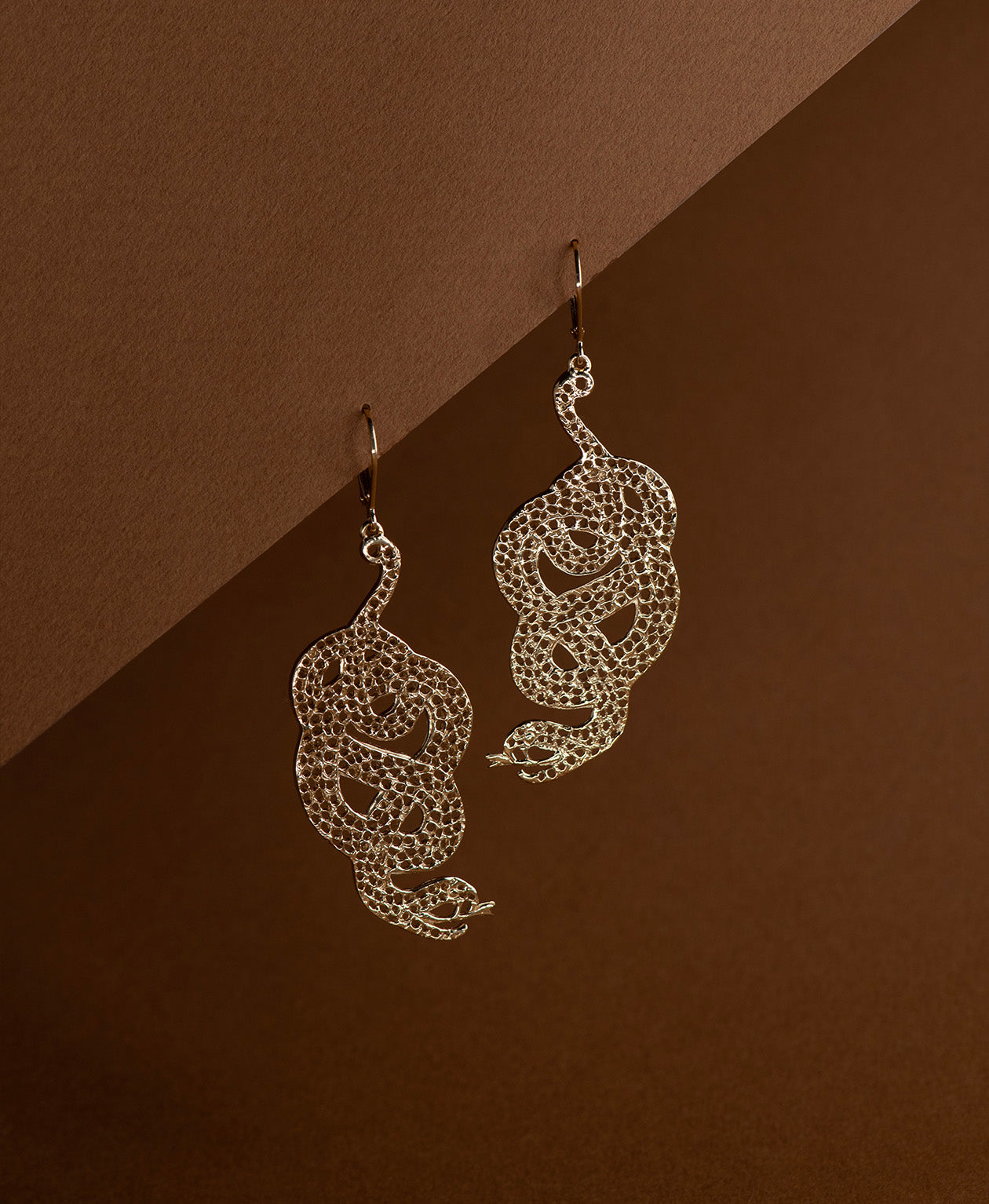 Lacy Snake Earrings - 22k Gold Vermeil