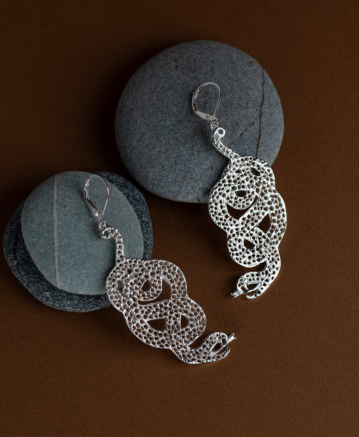 Lacy Snake Earrings - 925 Sterling Silver