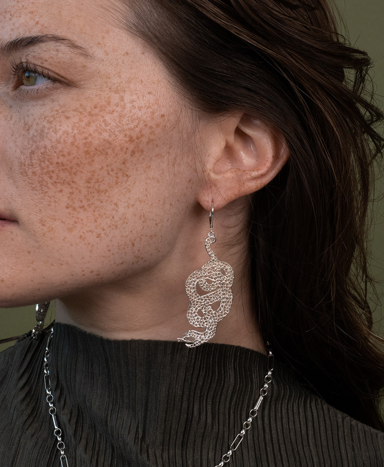 Lacy Snake Earrings - 925 Sterling Silver