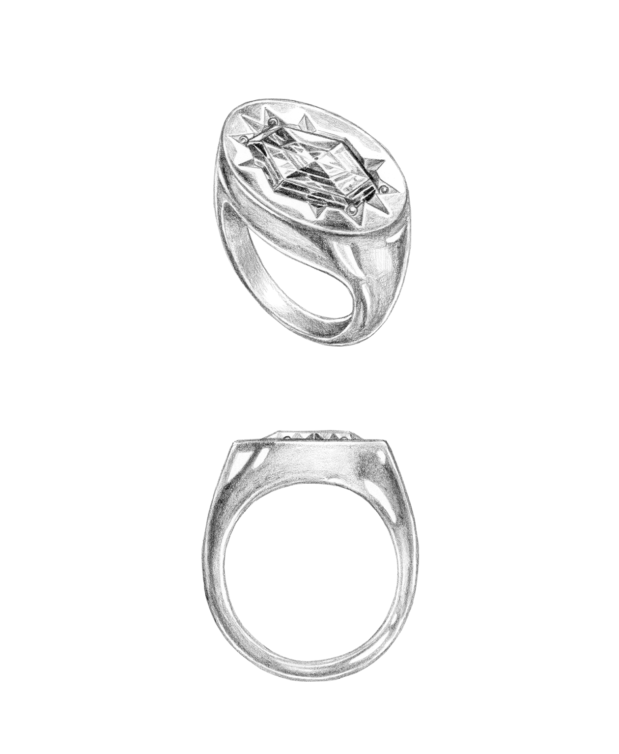 Lennon Signet - 18k Yellow Gold, Hexagonal Cut Green Sapphire 2.01 carat