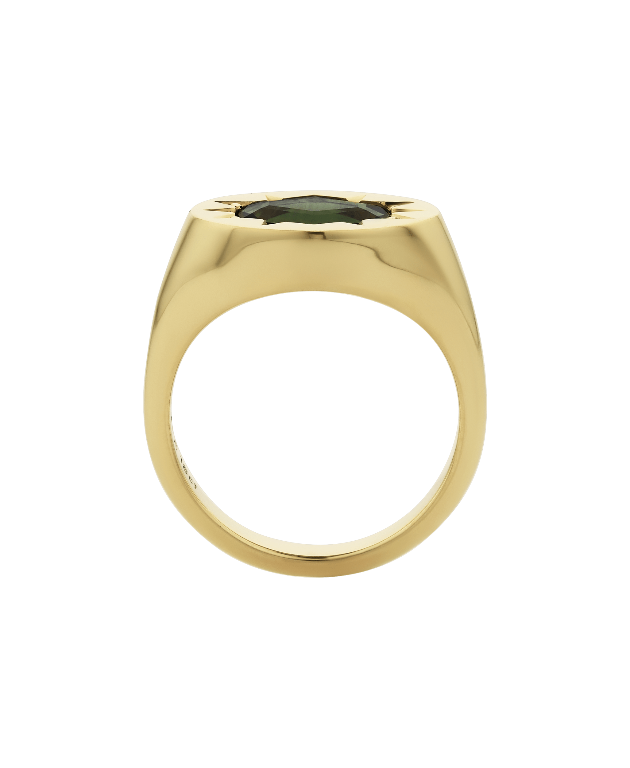 Lennon Signet - 18k Yellow Gold, Hexagonal Cut Green Sapphire 2.01 carat