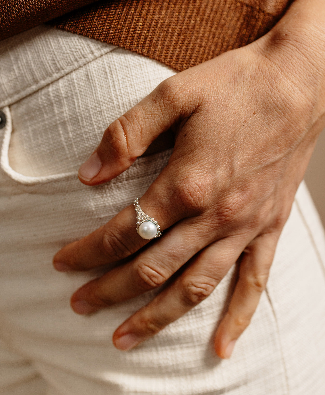 Lulu Ring - 925 Sterling Silver, Pearl