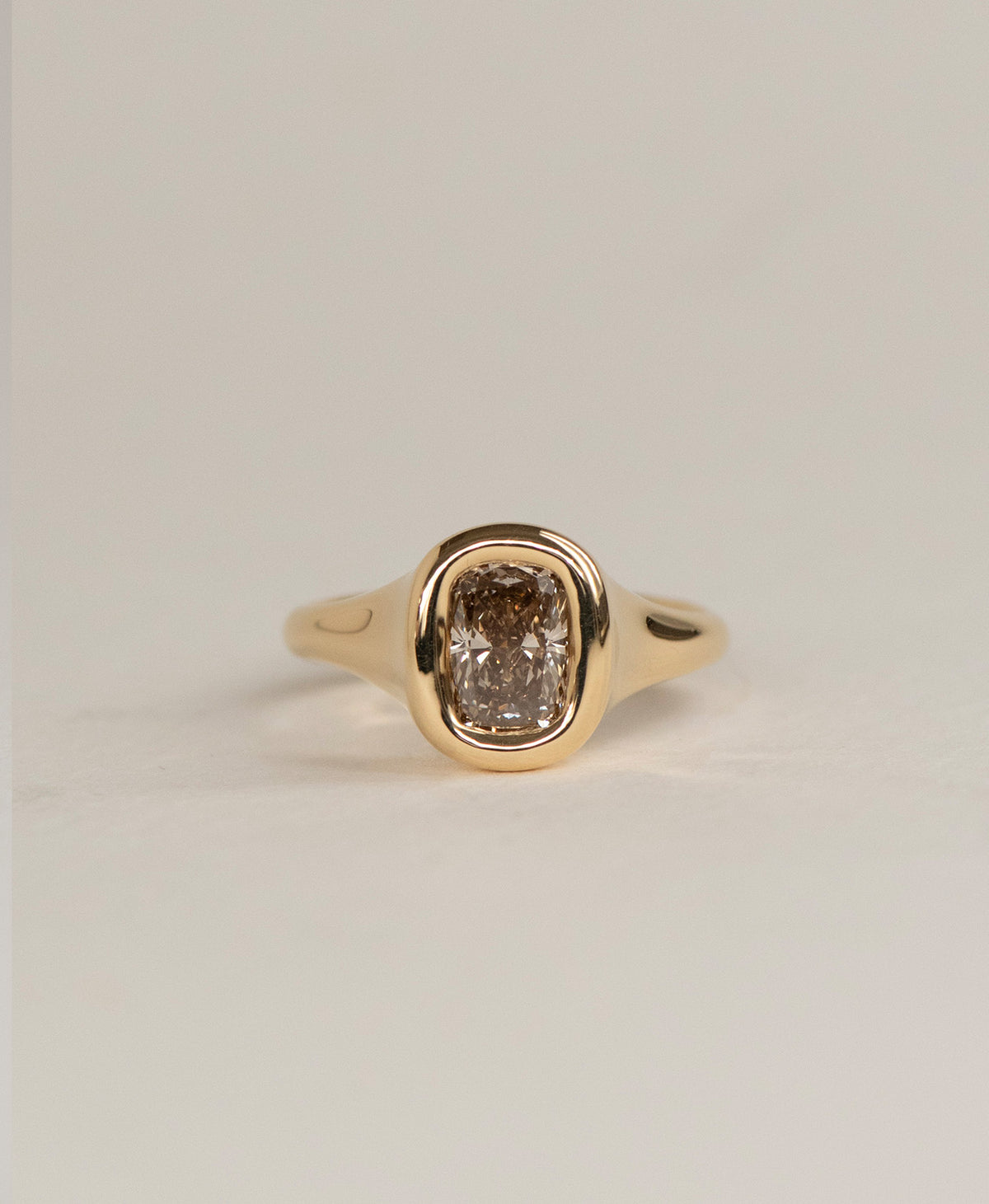 Mila Engagement Ring - 18k Yellow Gold, Cushion Cut Brown Diamond 1.0 carat