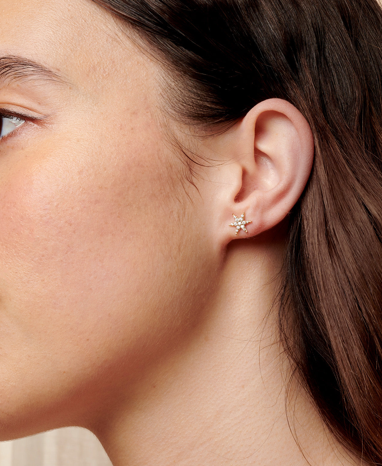Mini Anahata Studs - 9k Yellow Gold, Diamond