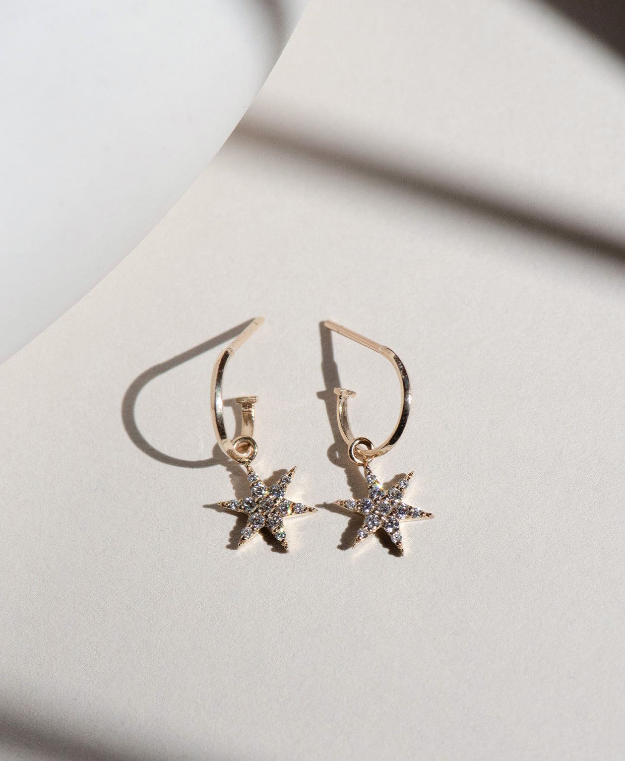 Mini Anahata Hoops - 9k Yellow Gold, Diamond