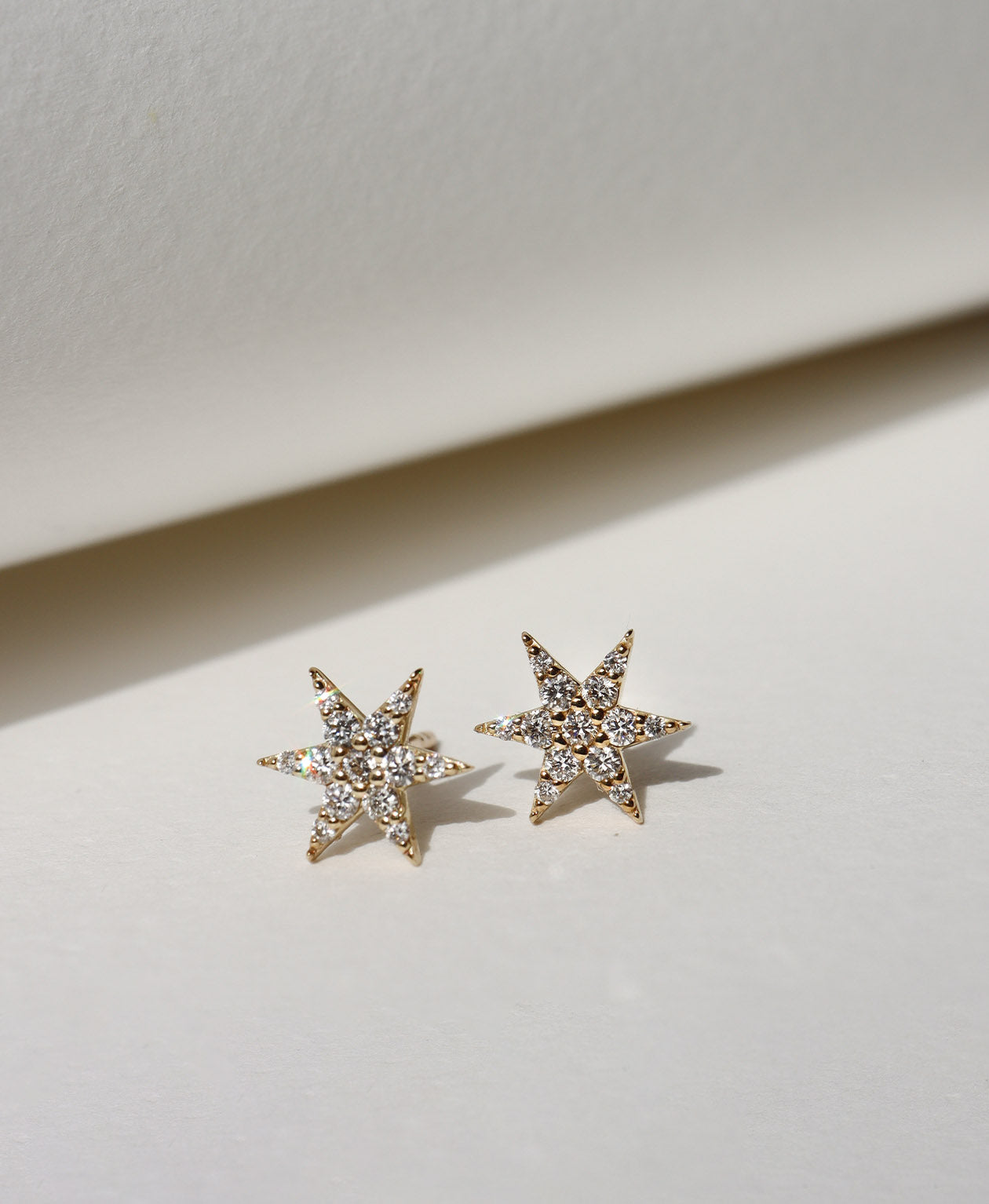 Mini Anahata Studs - 9k Yellow Gold, Diamond