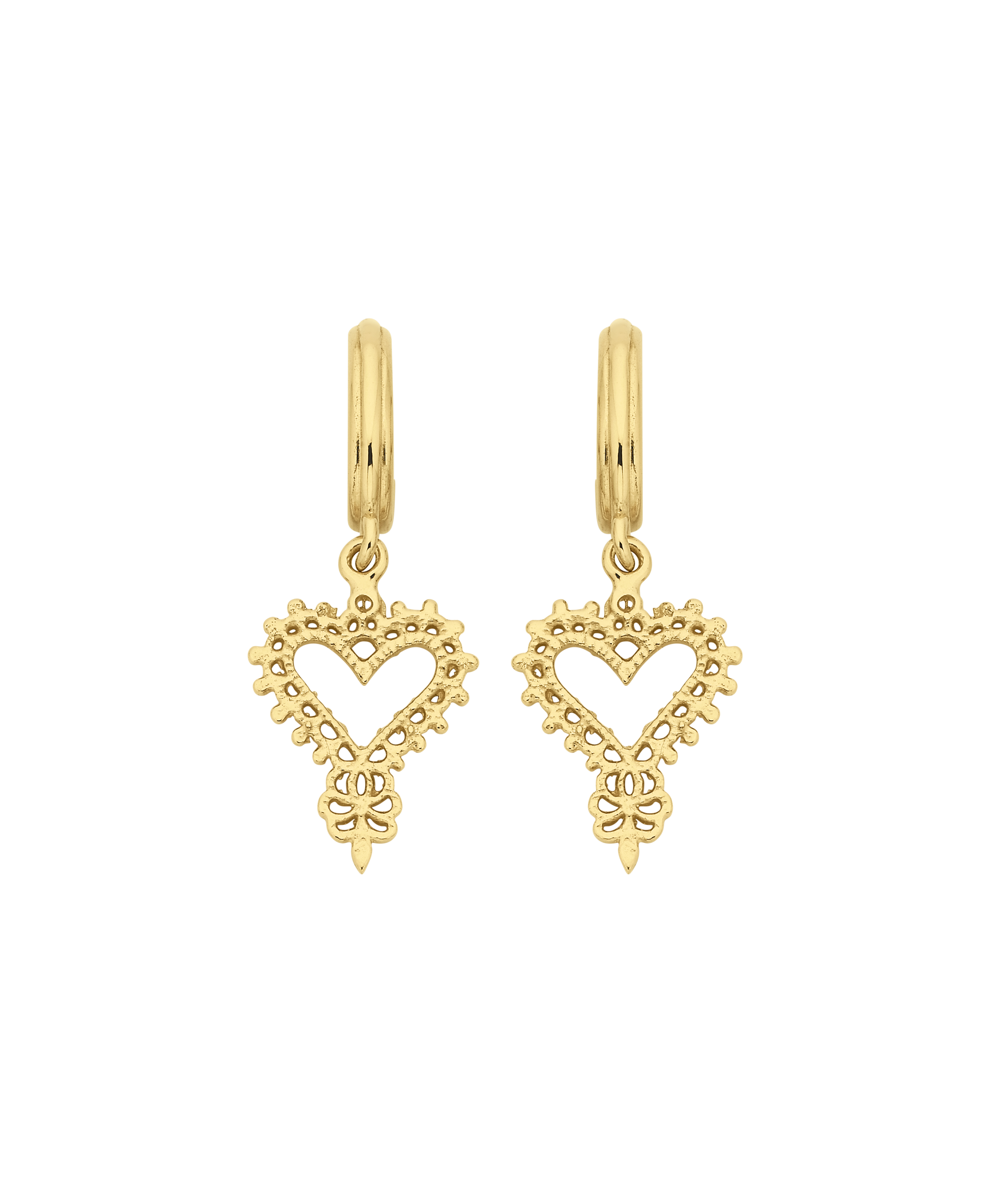 Mini Gypsy Heart Hoops - 22k Gold Vermeil