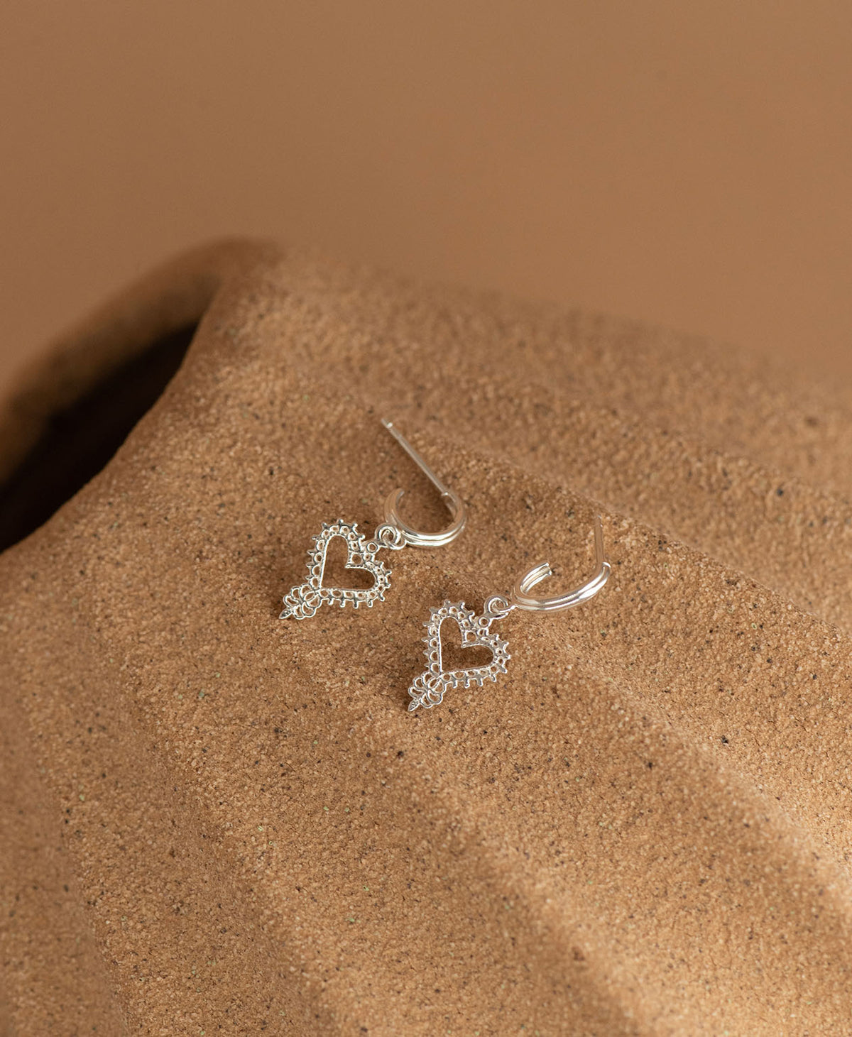 Mini Gypsy Heart Necklace and Earrings Gift Set - 925 Sterling Silver