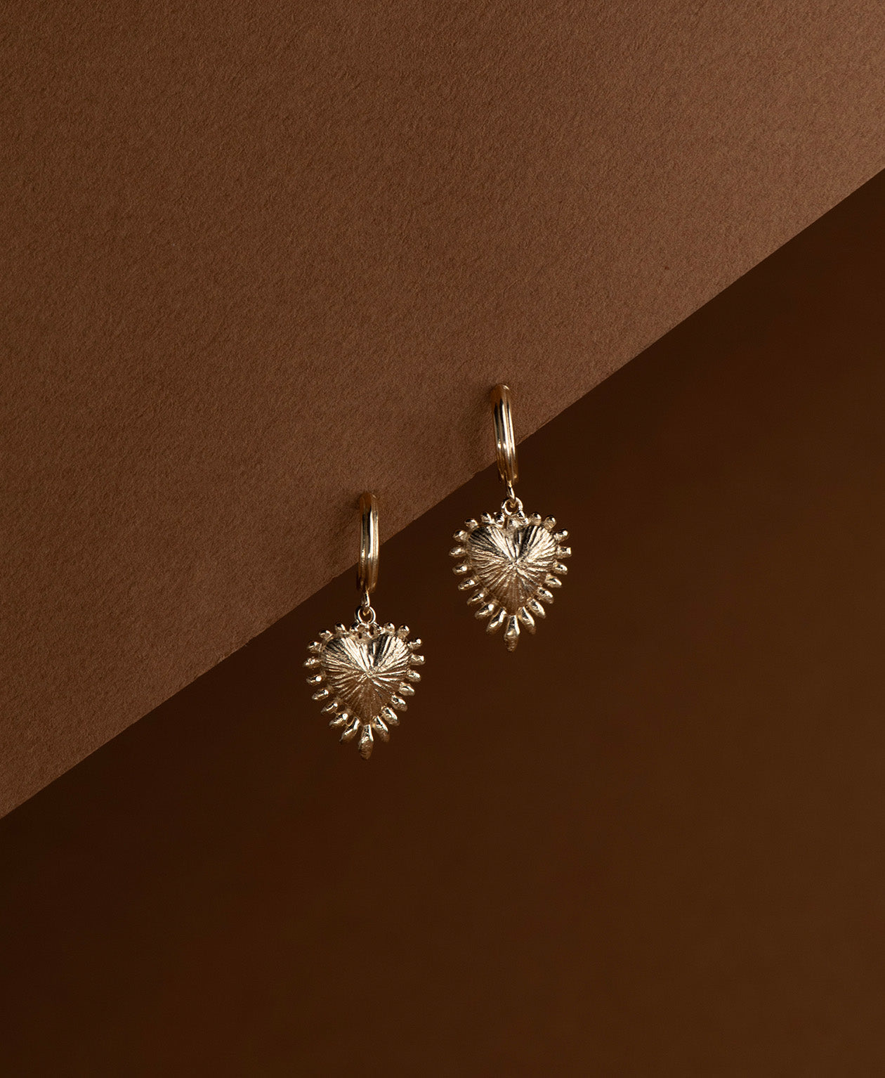 Mini Heart Rays Hoops - 22k Gold Vermeil