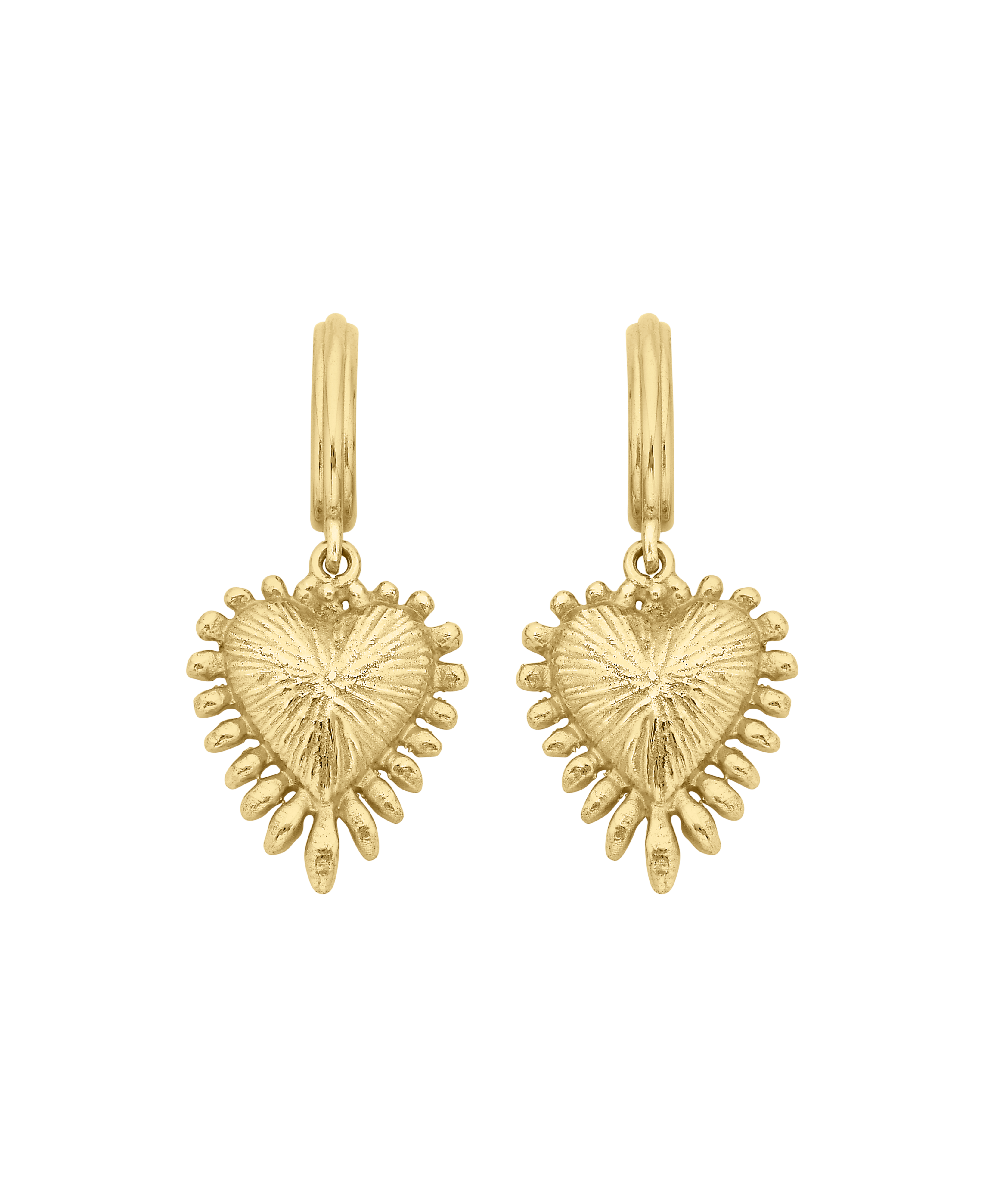 Mini Heart Rays Hoops - 22k Gold Vermeil