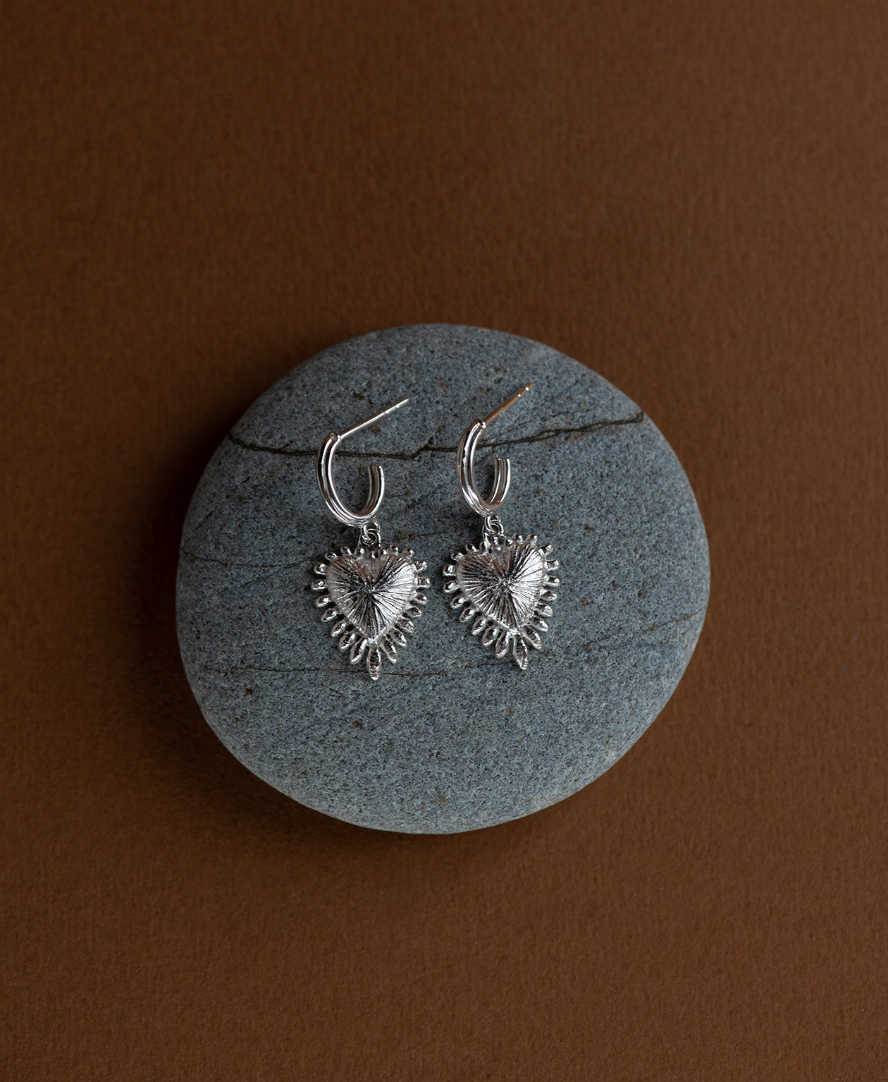 Mini Heart Rays Hoops - 925 Sterling Silver