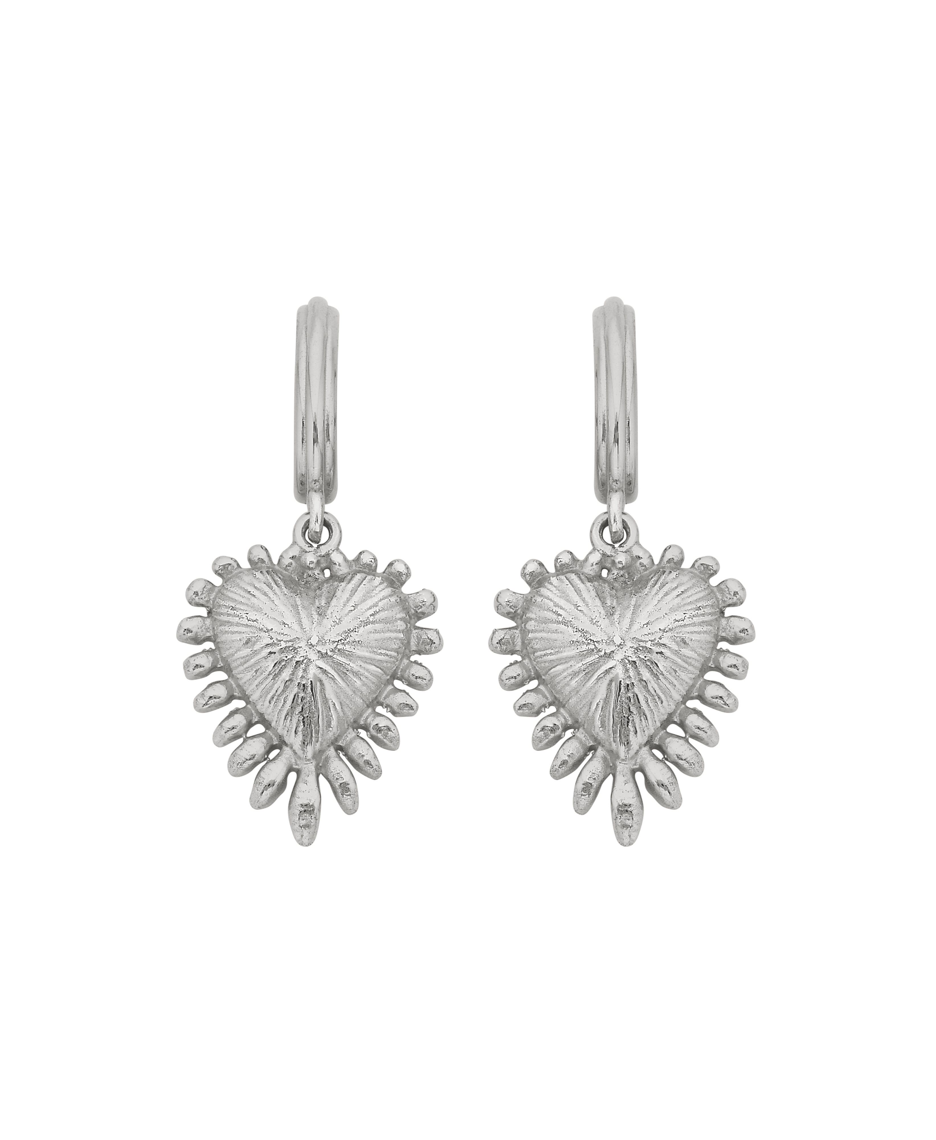 Mini Heart Rays Hoops - 925 Sterling Silver
