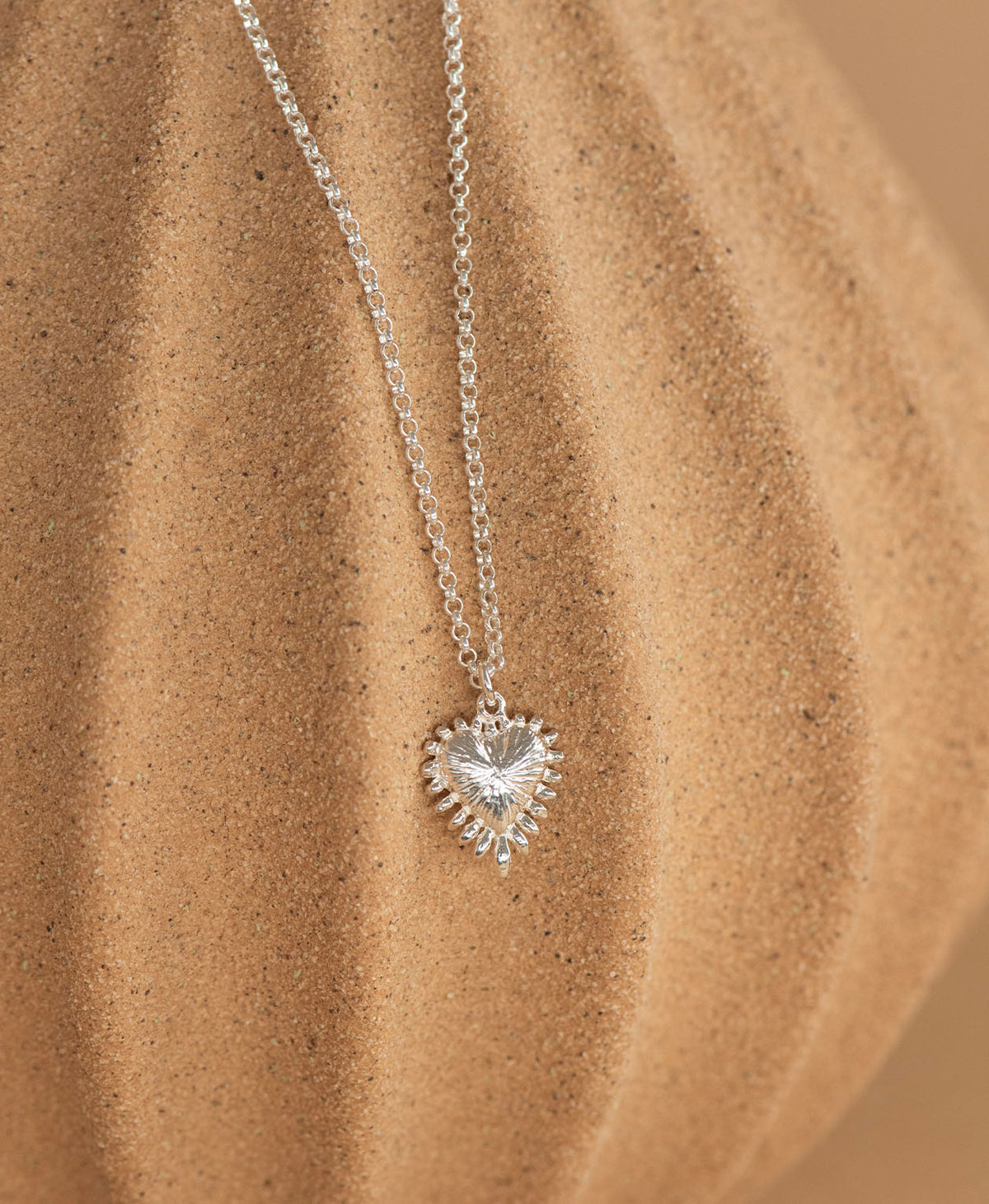 Mini Heart Rays Necklace and Earrings Gift Set - 925 Sterling Silver