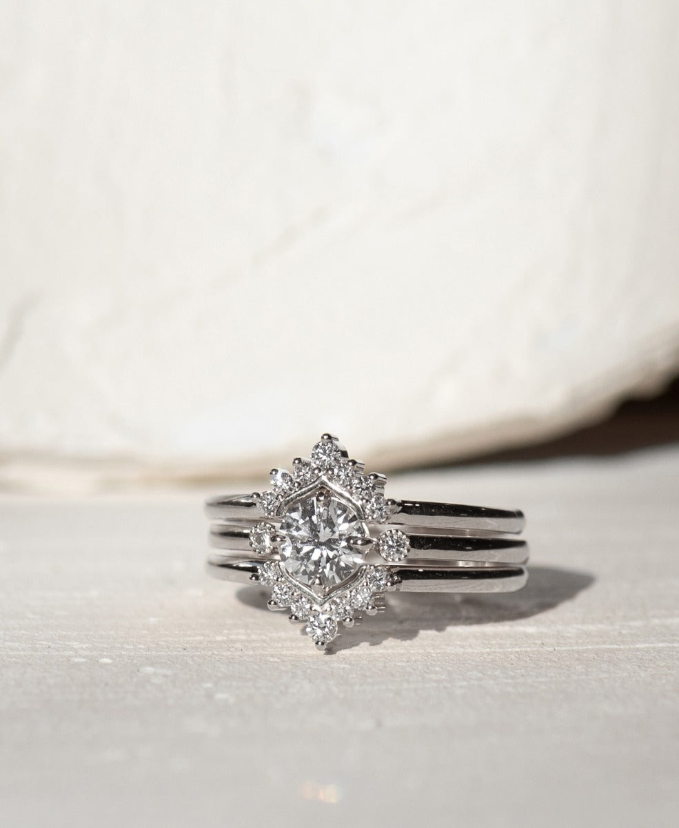 Mini Graduated Iris Wedding Band - Platinum, Diamond