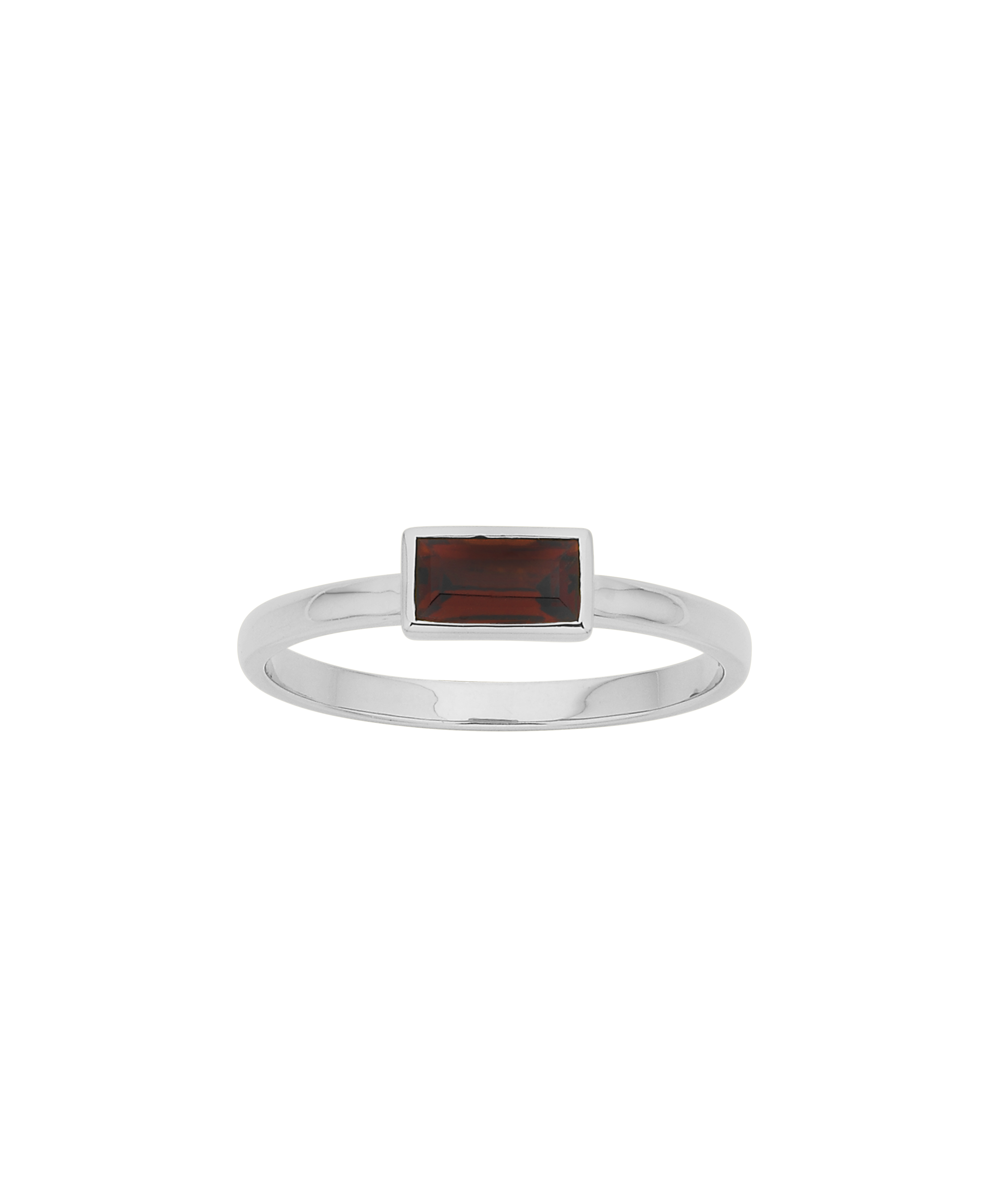 Mon Petit Stacker Ring - 925 Sterling Silver, Baguette Garnet
