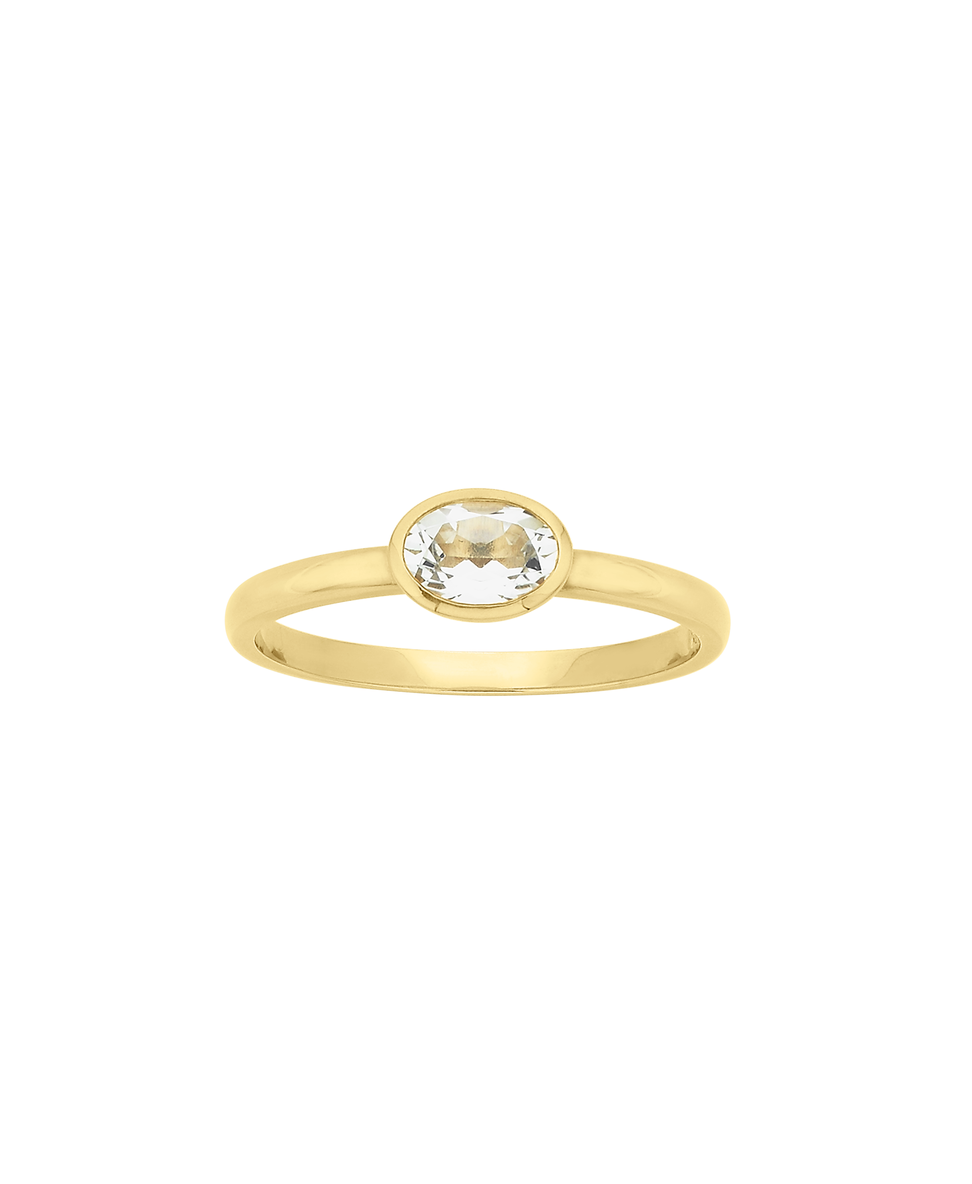 Mon Petit Stacker Ring - 22k Gold Vermeil, Oval White Topaz