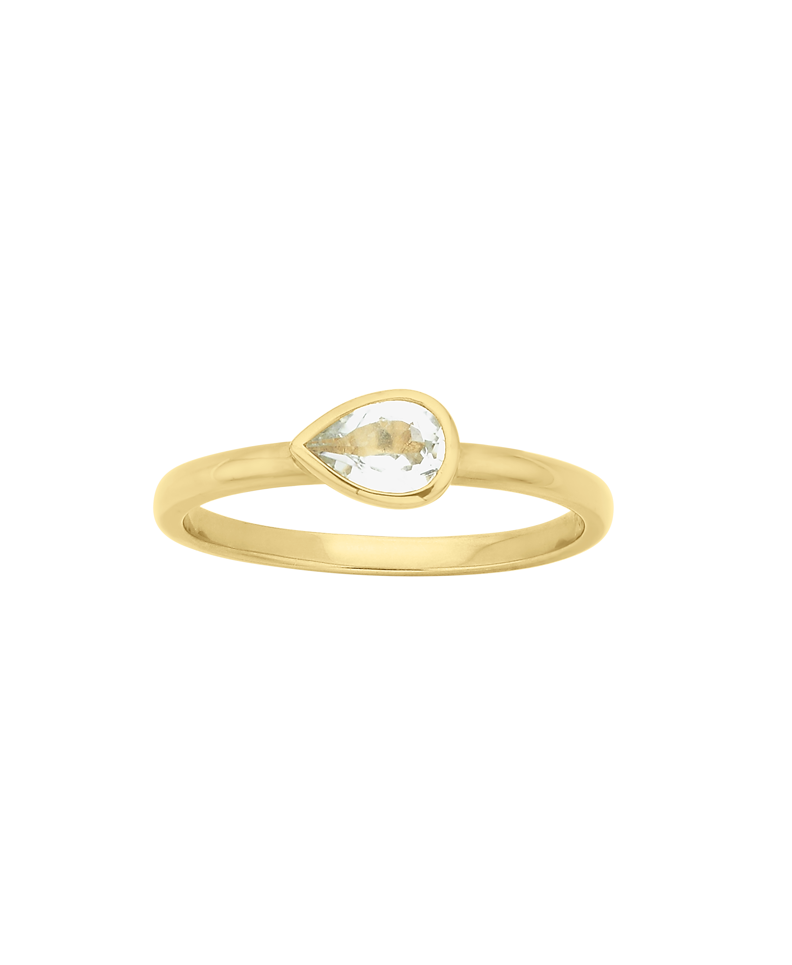Mon Petit Stacker Ring - 22k Gold Vermeil, Pear White Topaz