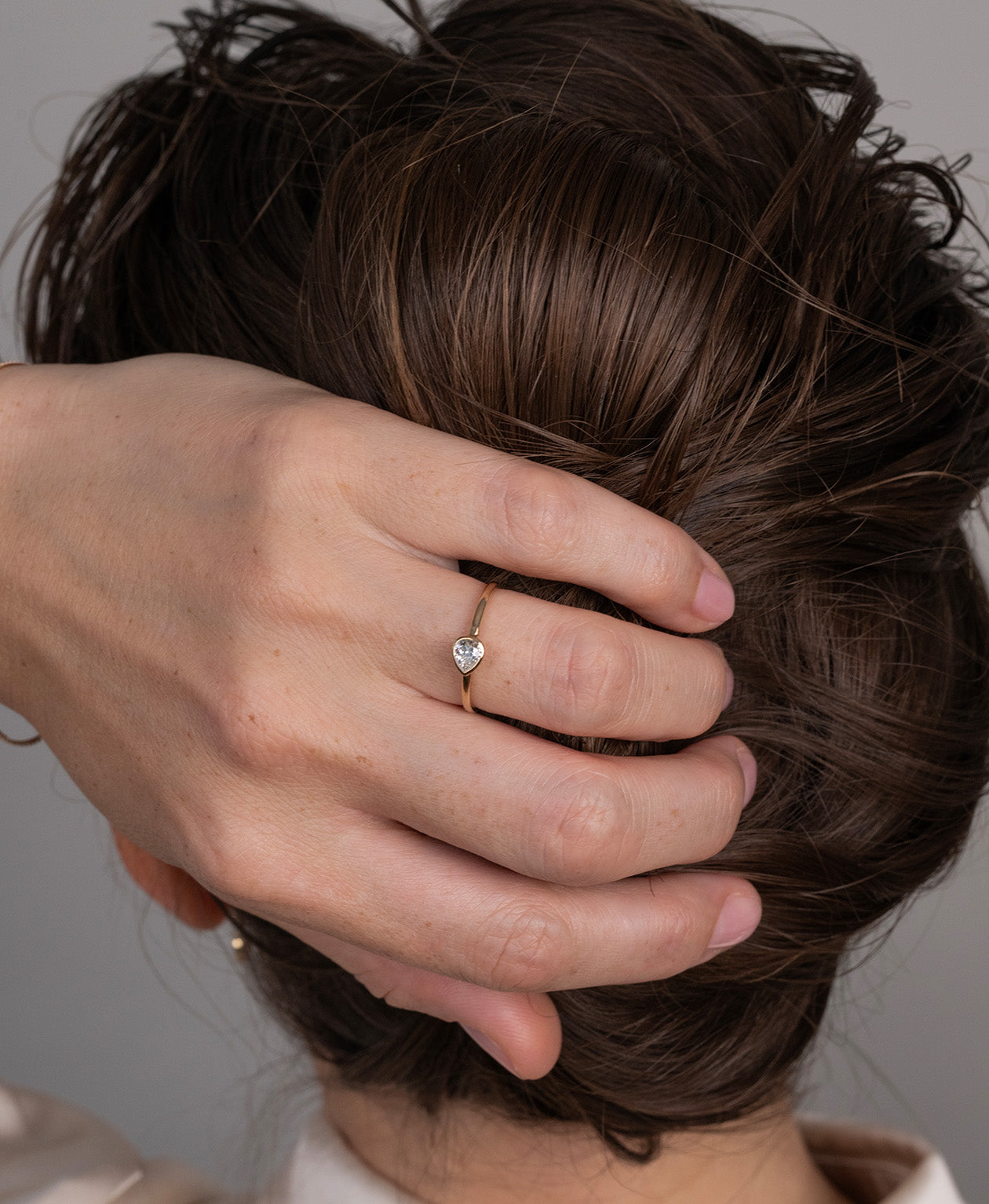 Mon Petit Stacker Ring - 22k Gold Vermeil, Pear White Topaz