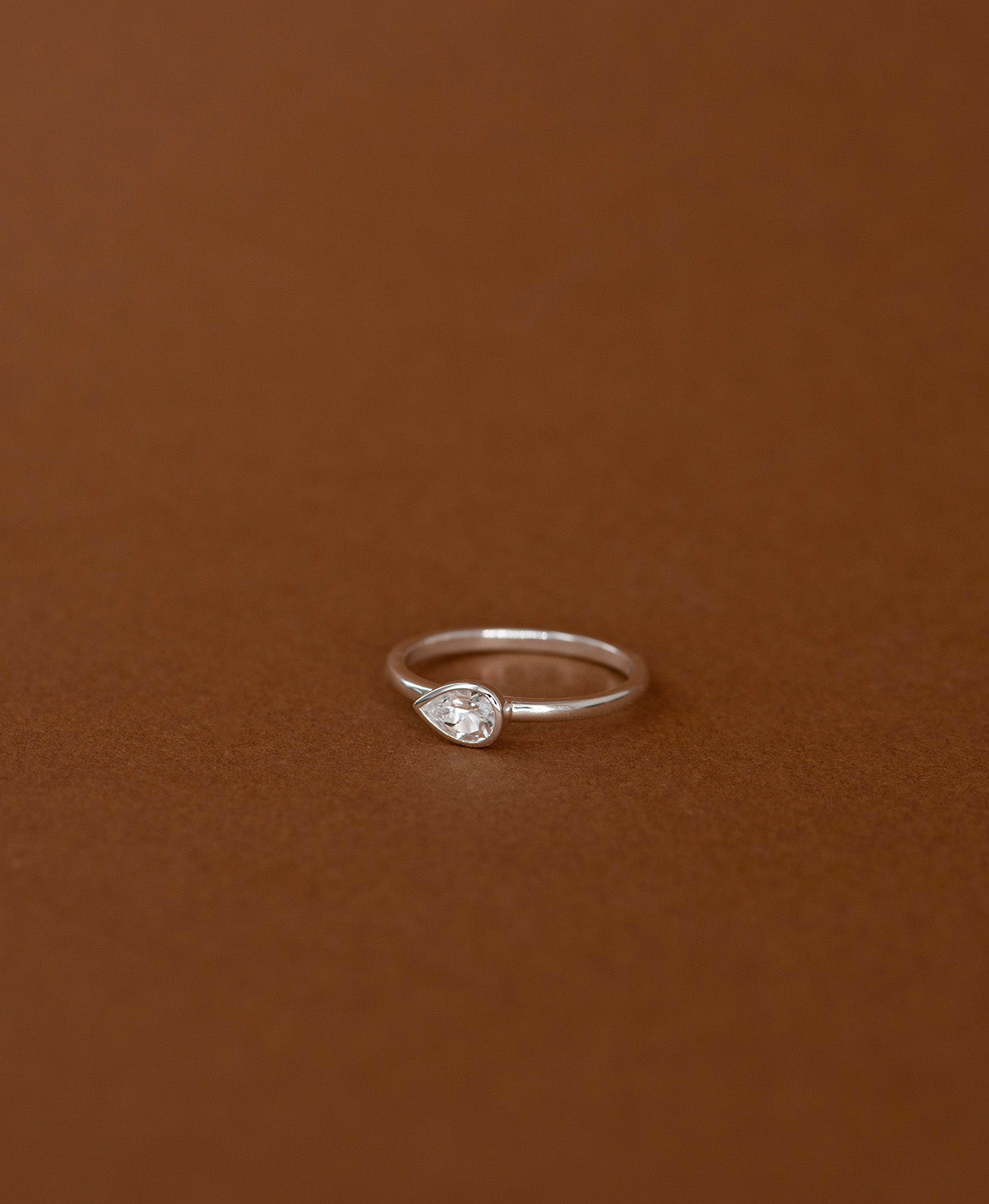 Mon Petit Stacker Ring - 925 Sterling Silver, Pear White Topaz