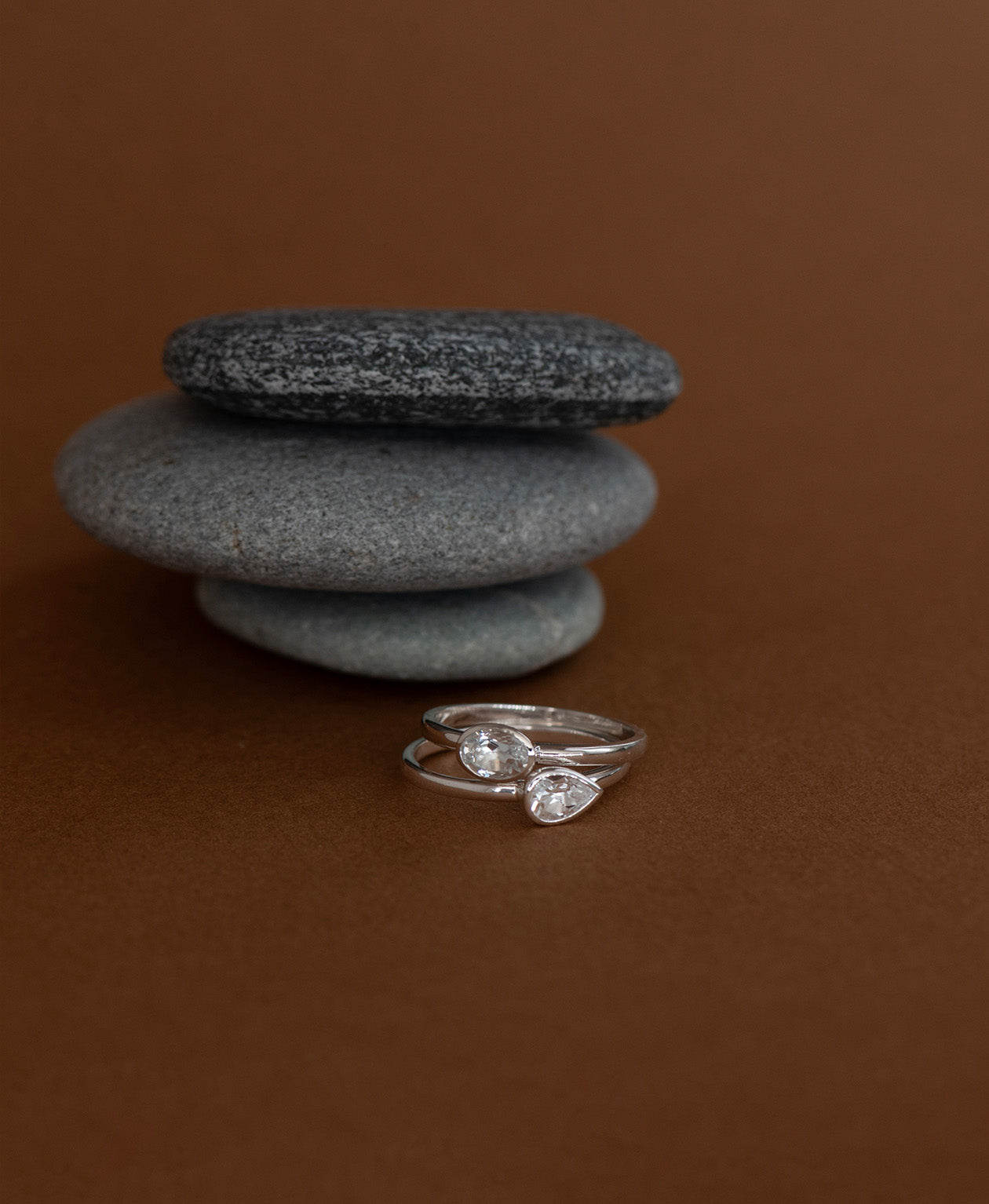 Mon Petit Stacker Ring - 925 Sterling Silver, Pear White Topaz