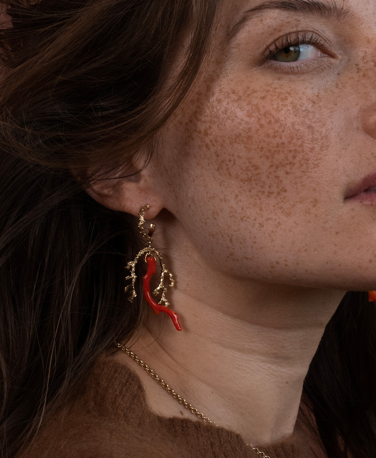 Mutiara Earrings - 22k Gold Vermeil, Coral