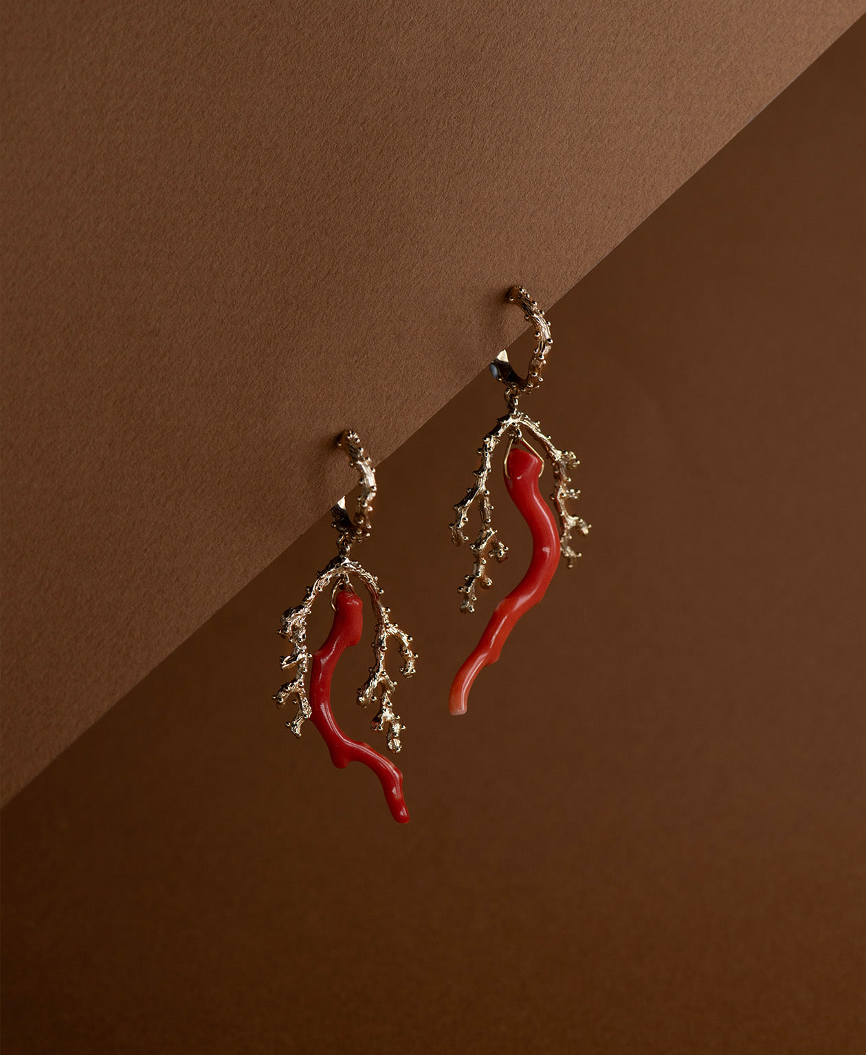 Mutiara Earrings - 22k Gold Vermeil, Coral