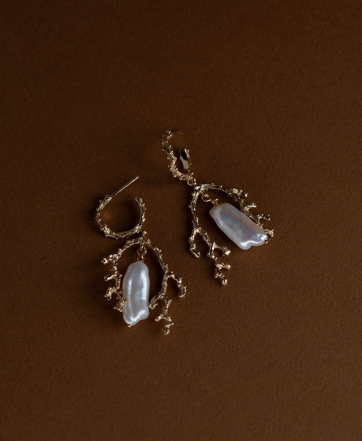 Mutiara Earrings - 22k Gold Vermeil, Baroque Pearl