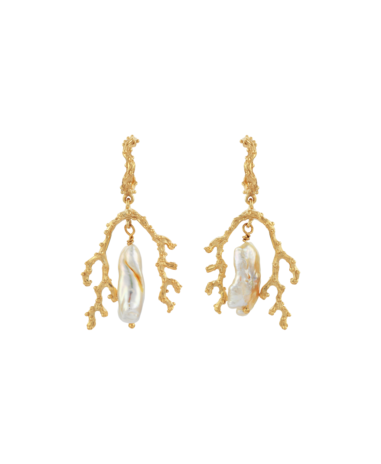 Mutiara Earrings - 22k Gold Vermeil, Baroque Pearl