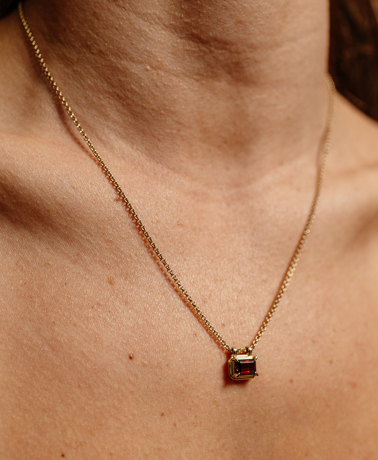 Naia Necklace - 22k Gold Vermeil, Rhodolite Garnet