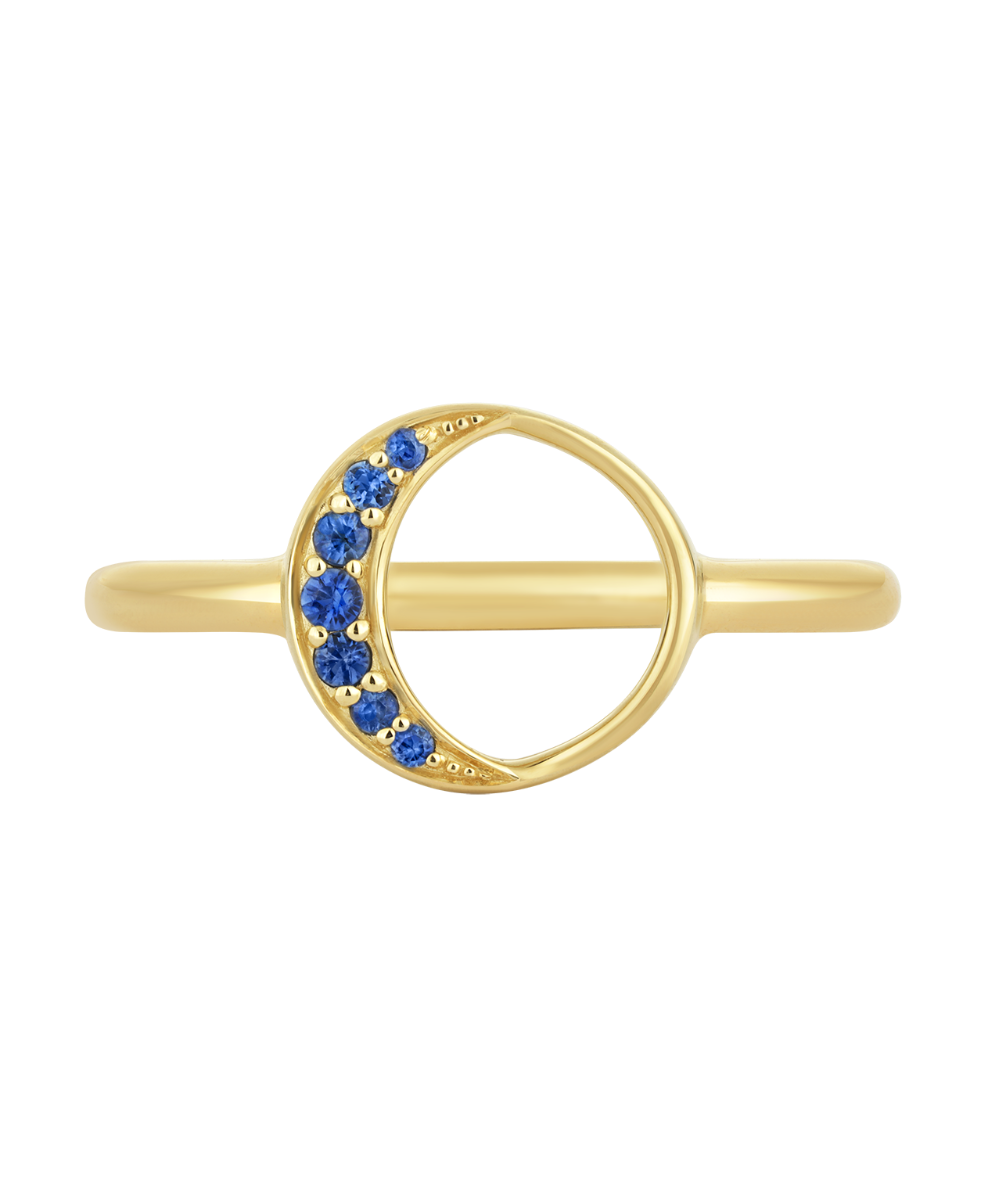 New Moon Ring - 9k Yellow Gold, Blue Sapphire
